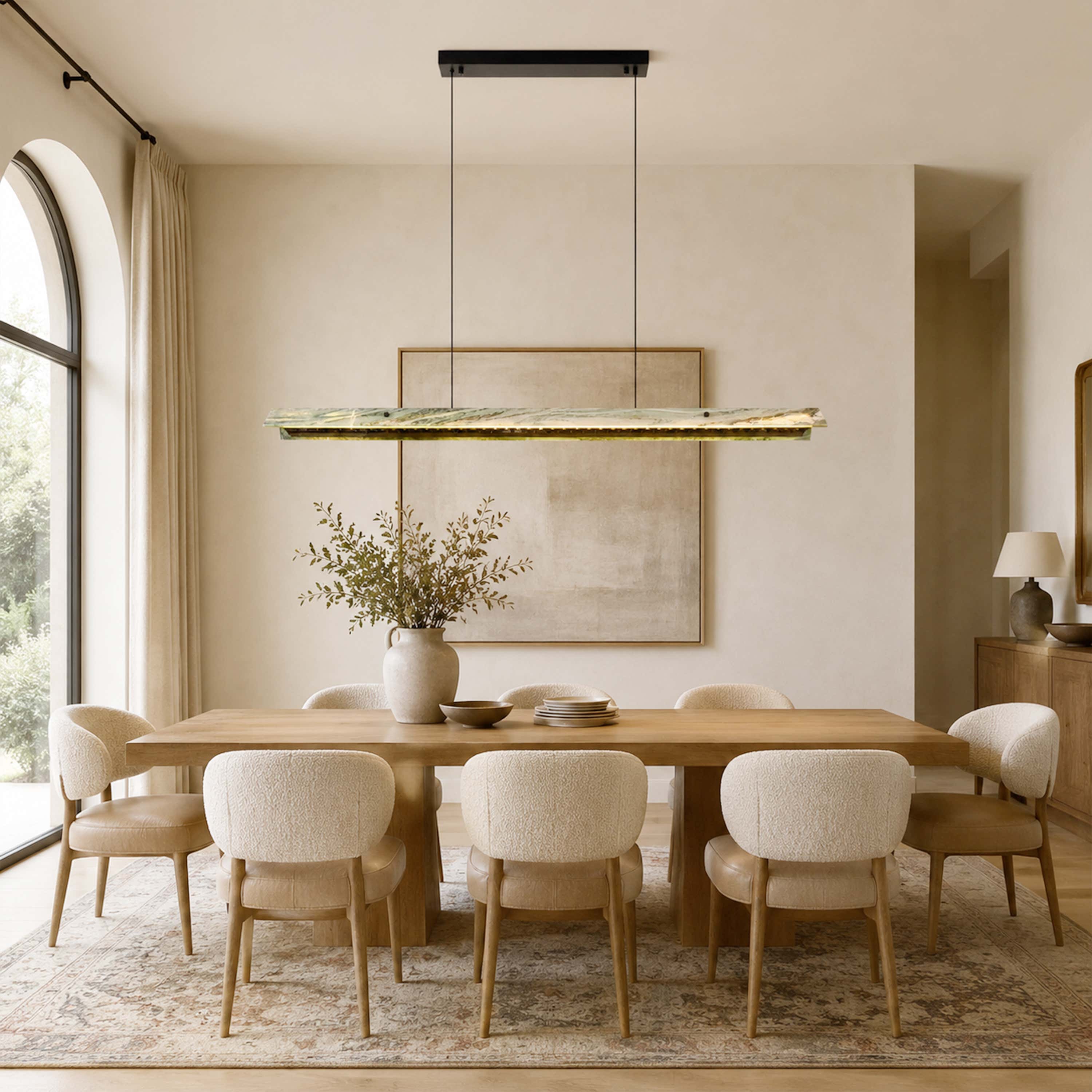 Pietra Green Marble Linear Chandelier 31.4"D