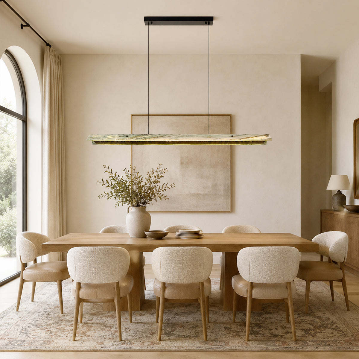 Pietra Green Marble Linear Chandelier 49"D