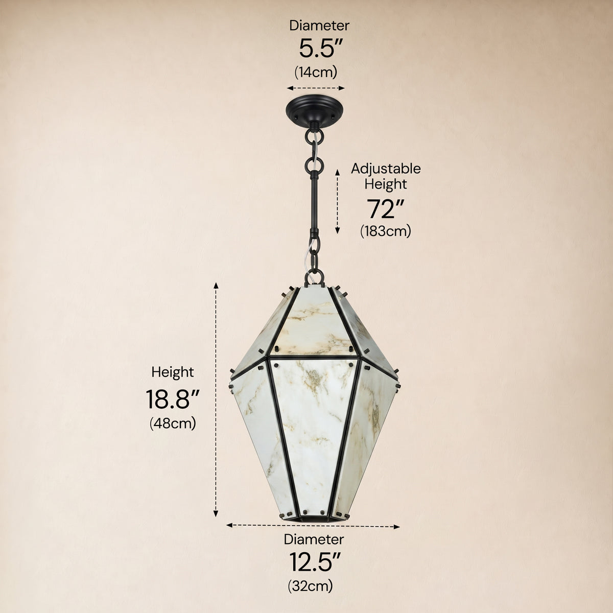 Pietra Landscape Marble Geometric Pendant 13.7"D