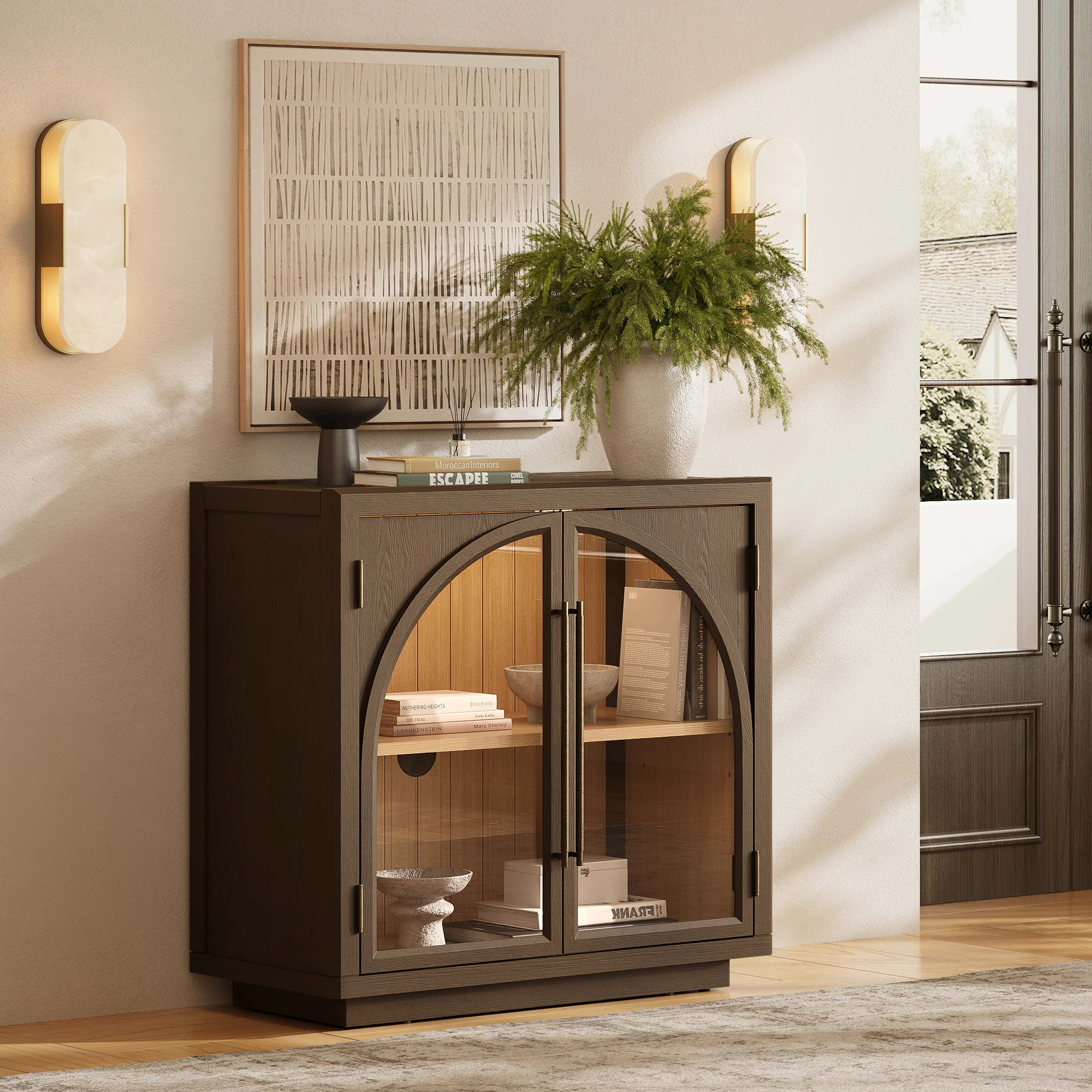 Alvar Arched 32″ Oak Storage Cabinet