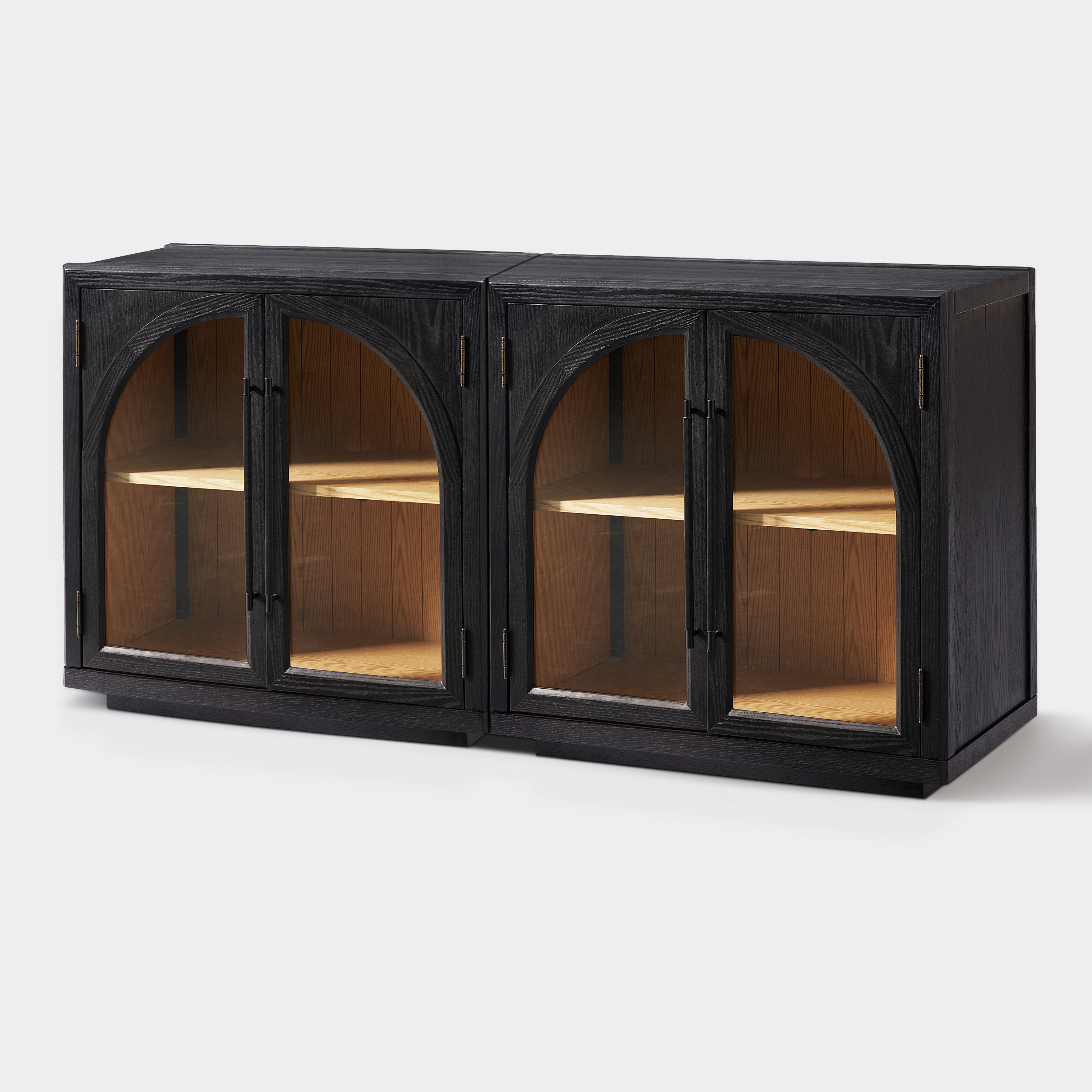 Alvar Arched 63″ Oak Media Console(Set of 2)