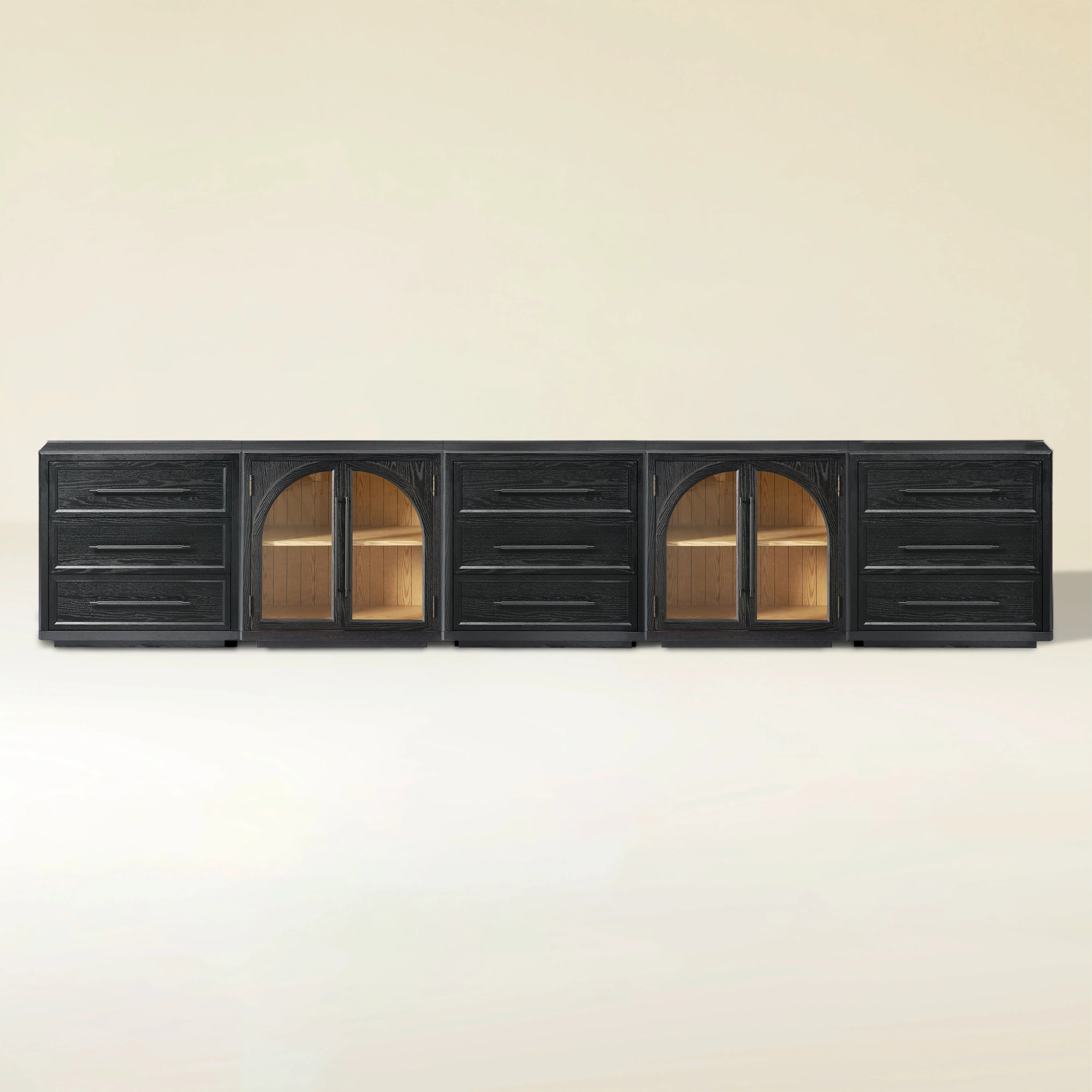 Alvar Arched 157.5″ Oak Modular Media Console(Set of 5)