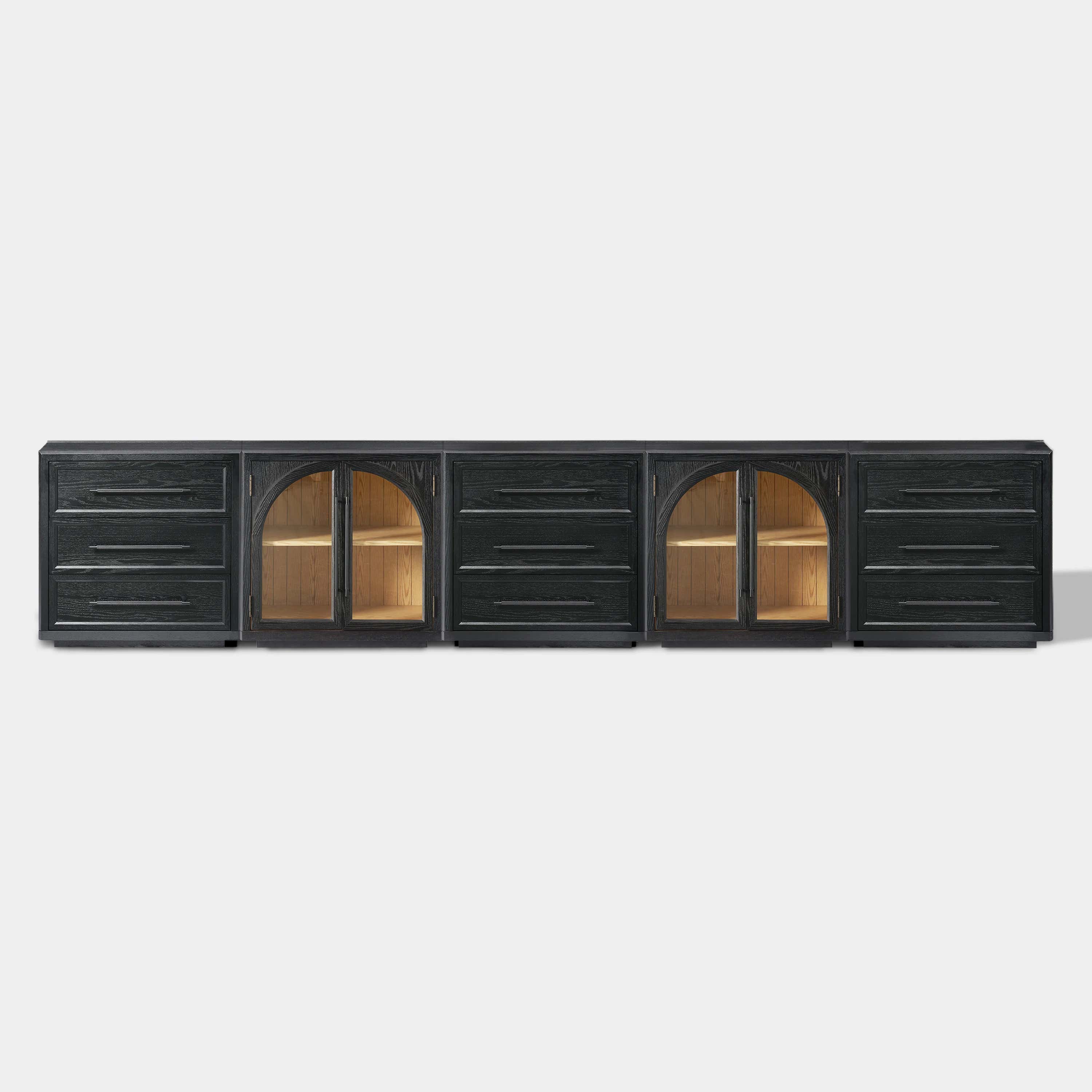 Alvar Arched 157.5″ Oak Modular Media Console(Set of 5)
