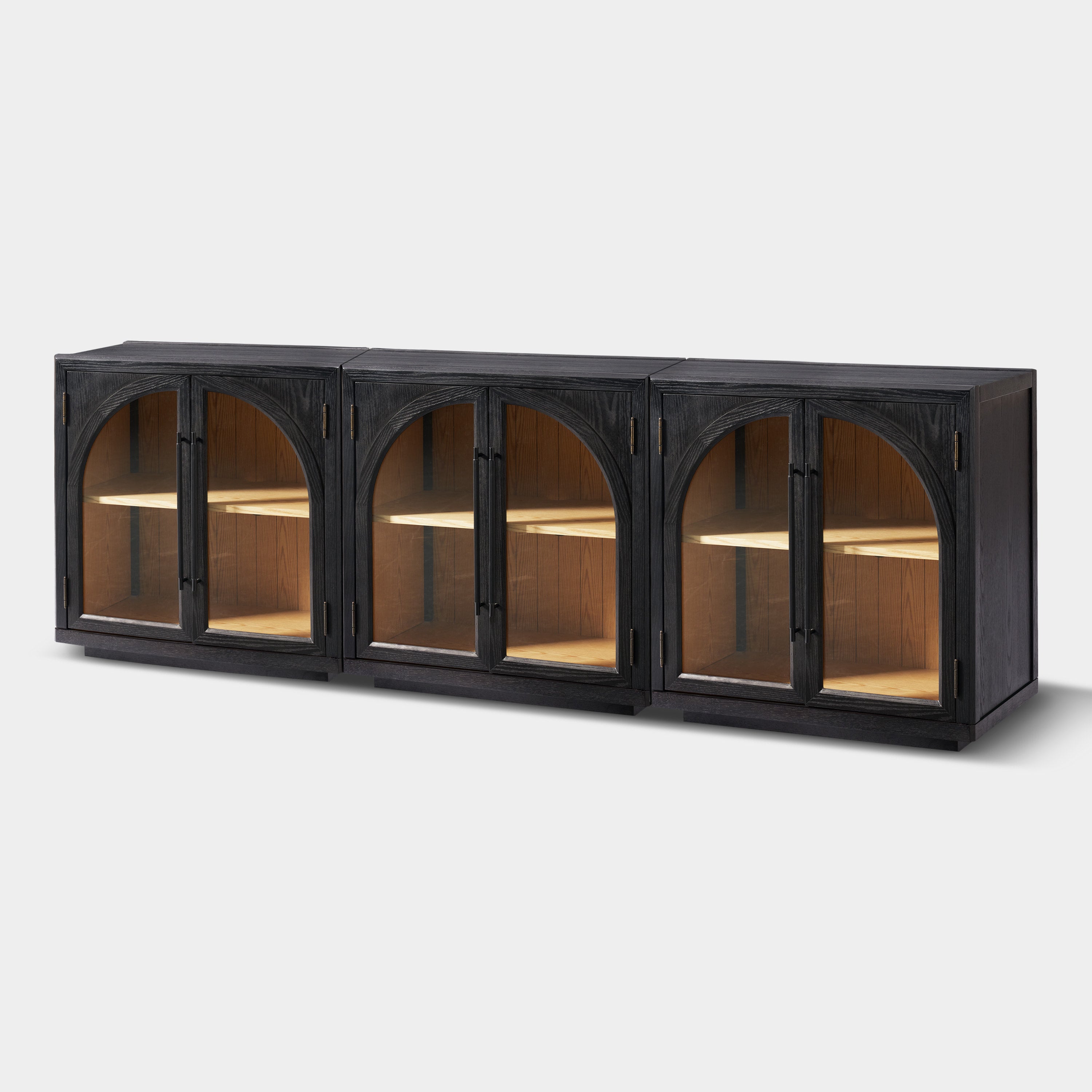 Alvar Arched 94.5″ Oak Media Console(Set of 3)