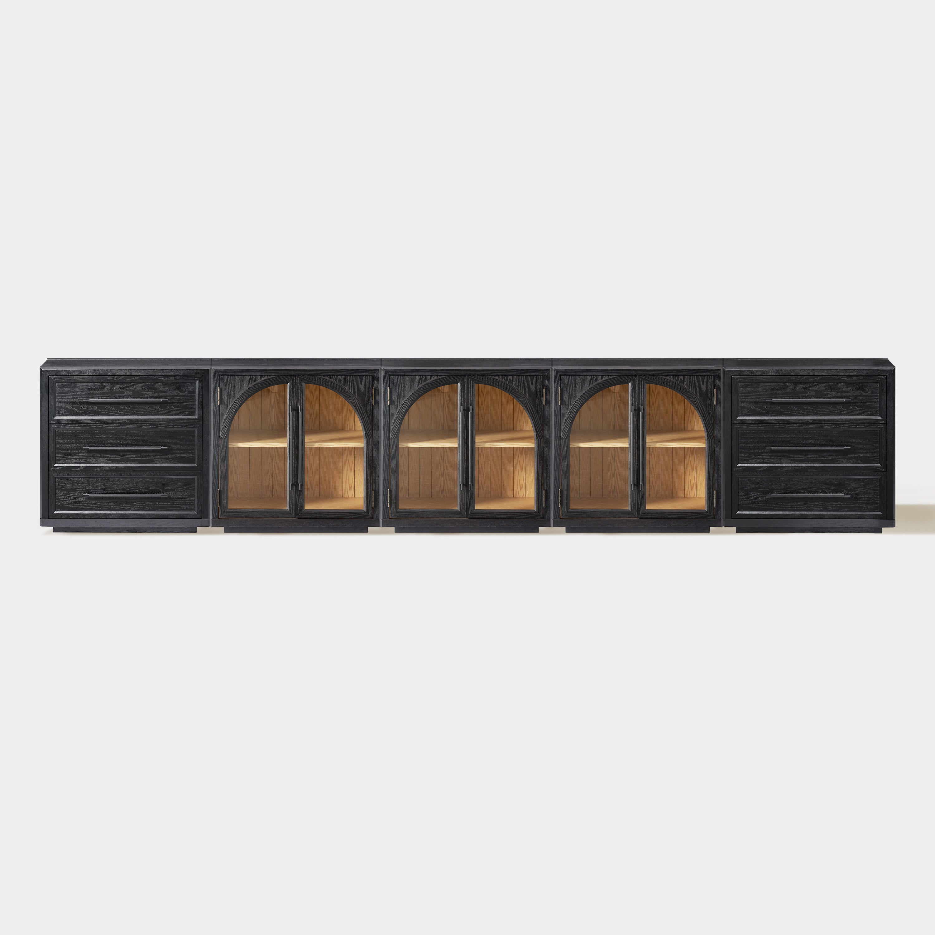 Alvar Arched 157.5″ Oak Modular Media Console(Set of 5)