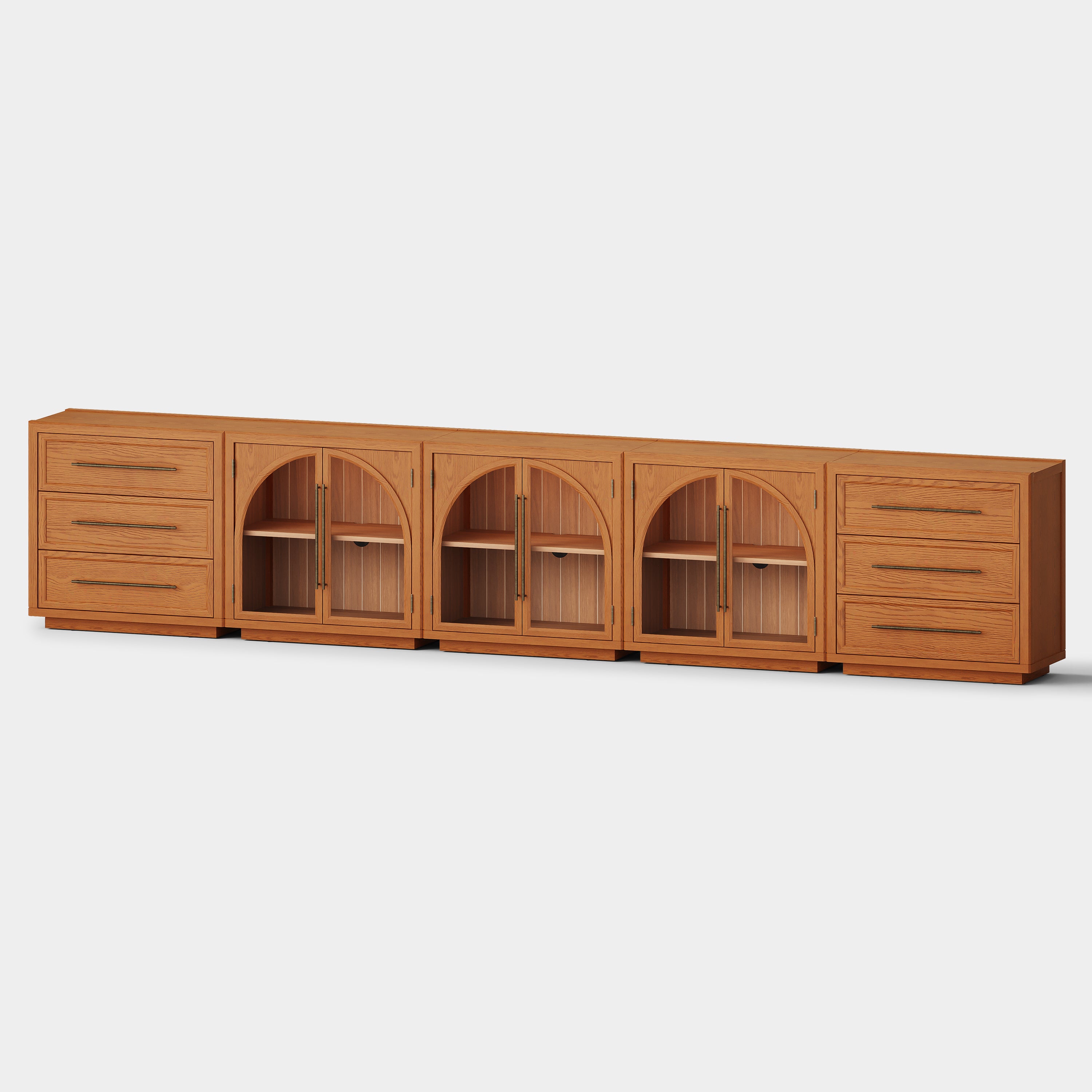 Alvar Arched 157.5″ Oak Modular Media Console(Set of 5)