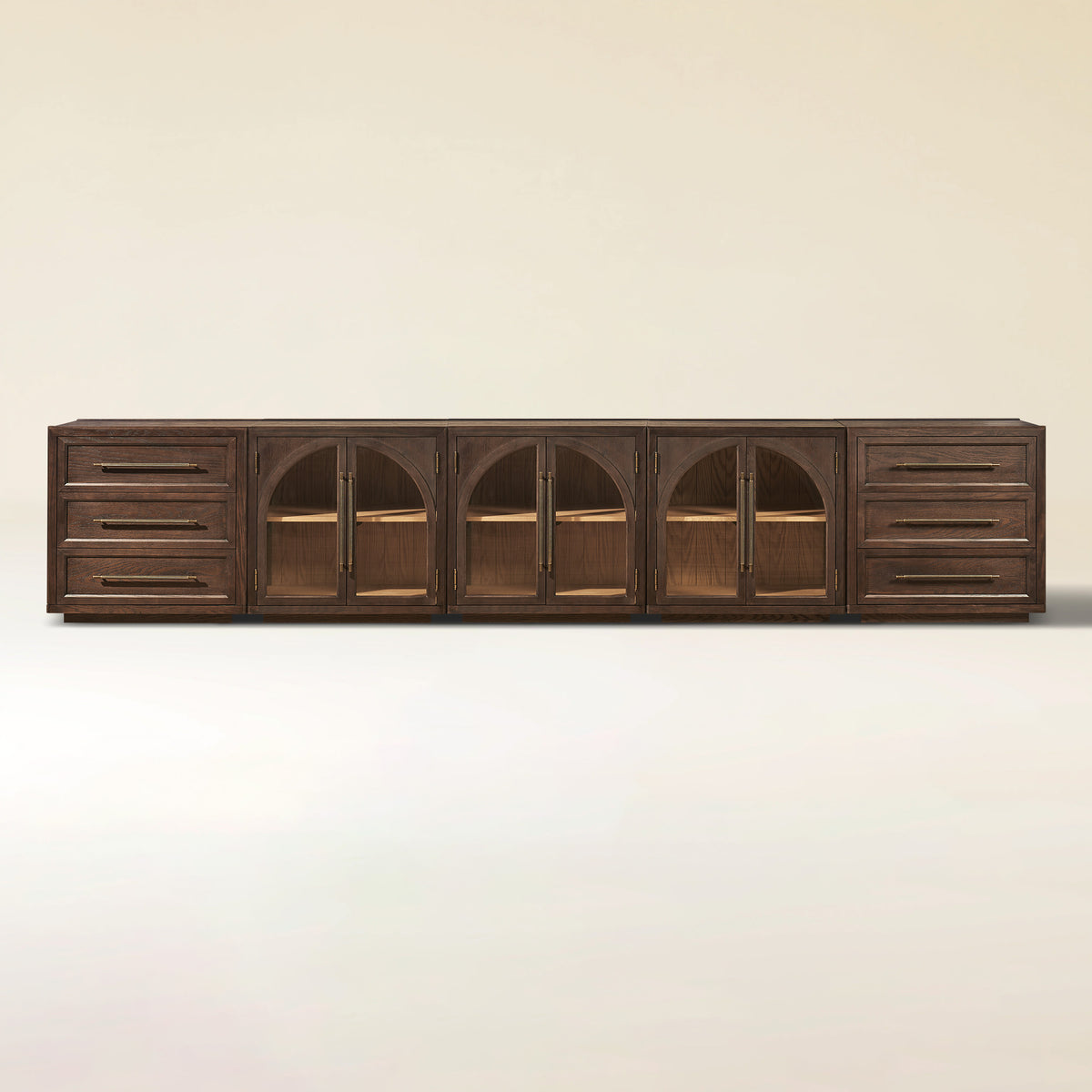 Alvar Arched 152" Oak Modular Media Console(Set of 5)