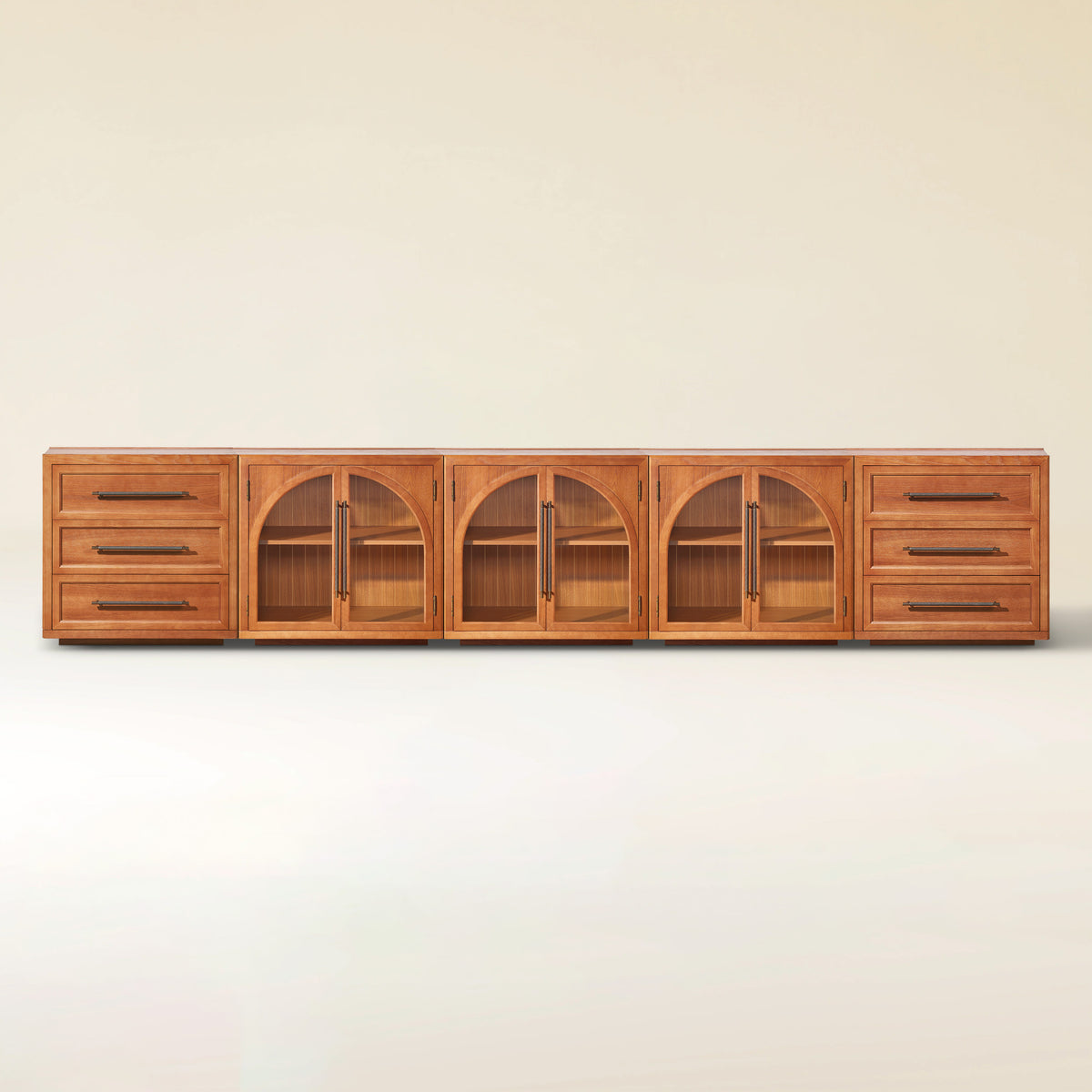 Alvar Arched 152" Oak Modular Media Console(Set of 5)