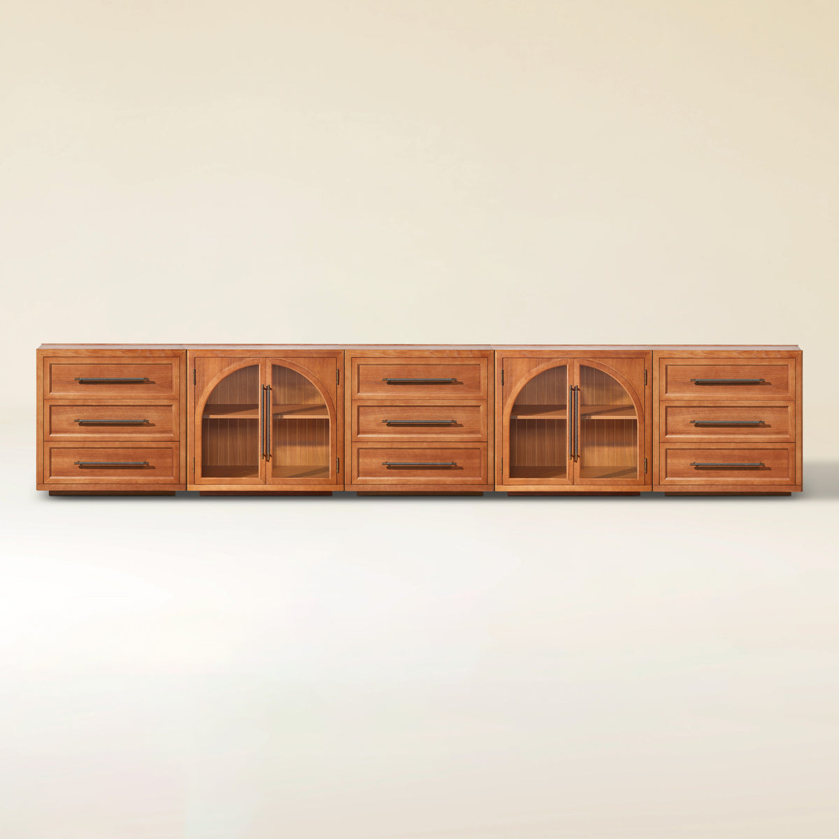 Alvar Arched 152" Oak Modular Media Console(Set of 5)