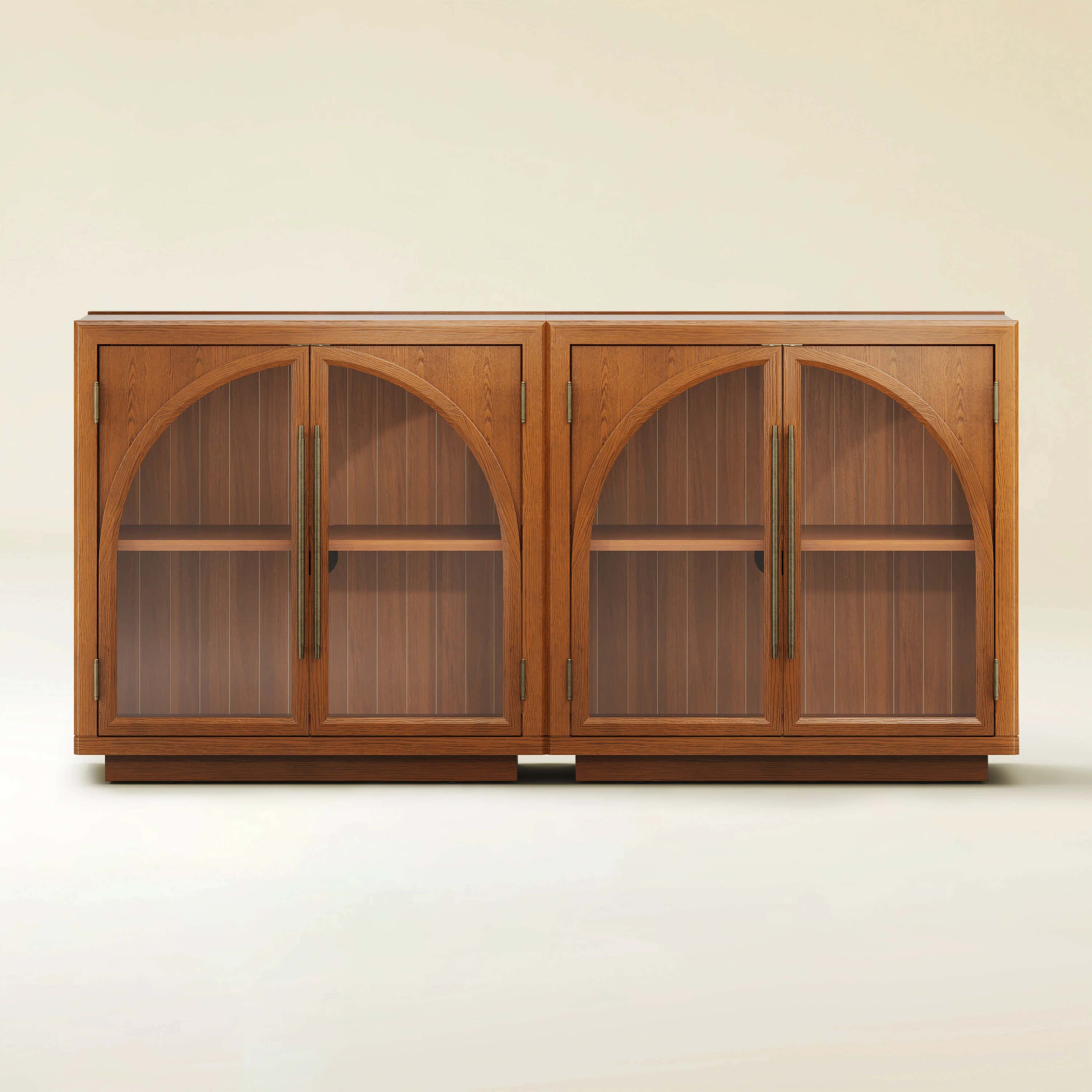 Alvar Arched 63″ Oak Media Console(Set of 2)