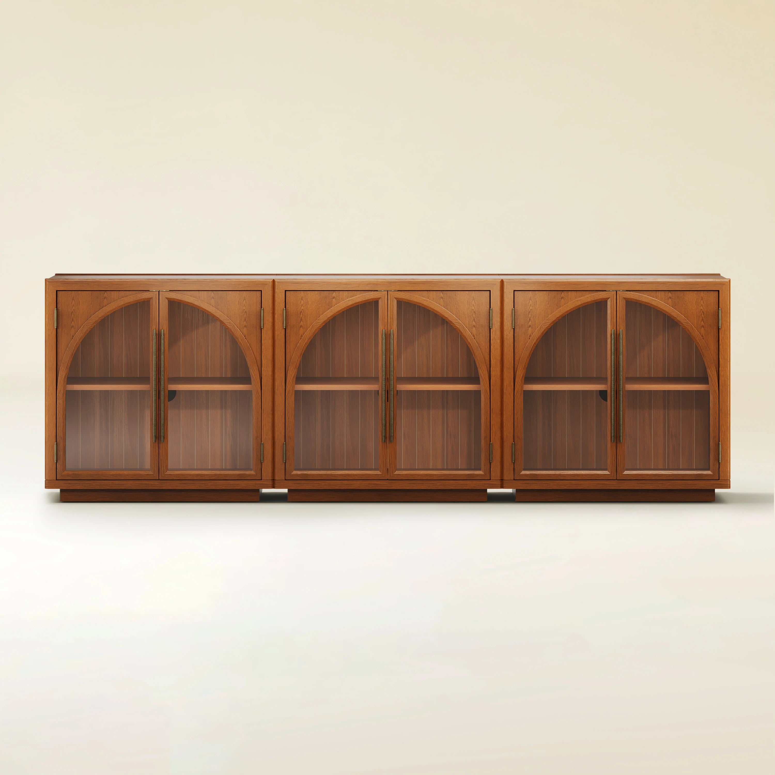 Alvar Arched 95″ Oak Media Console(Set of 3)