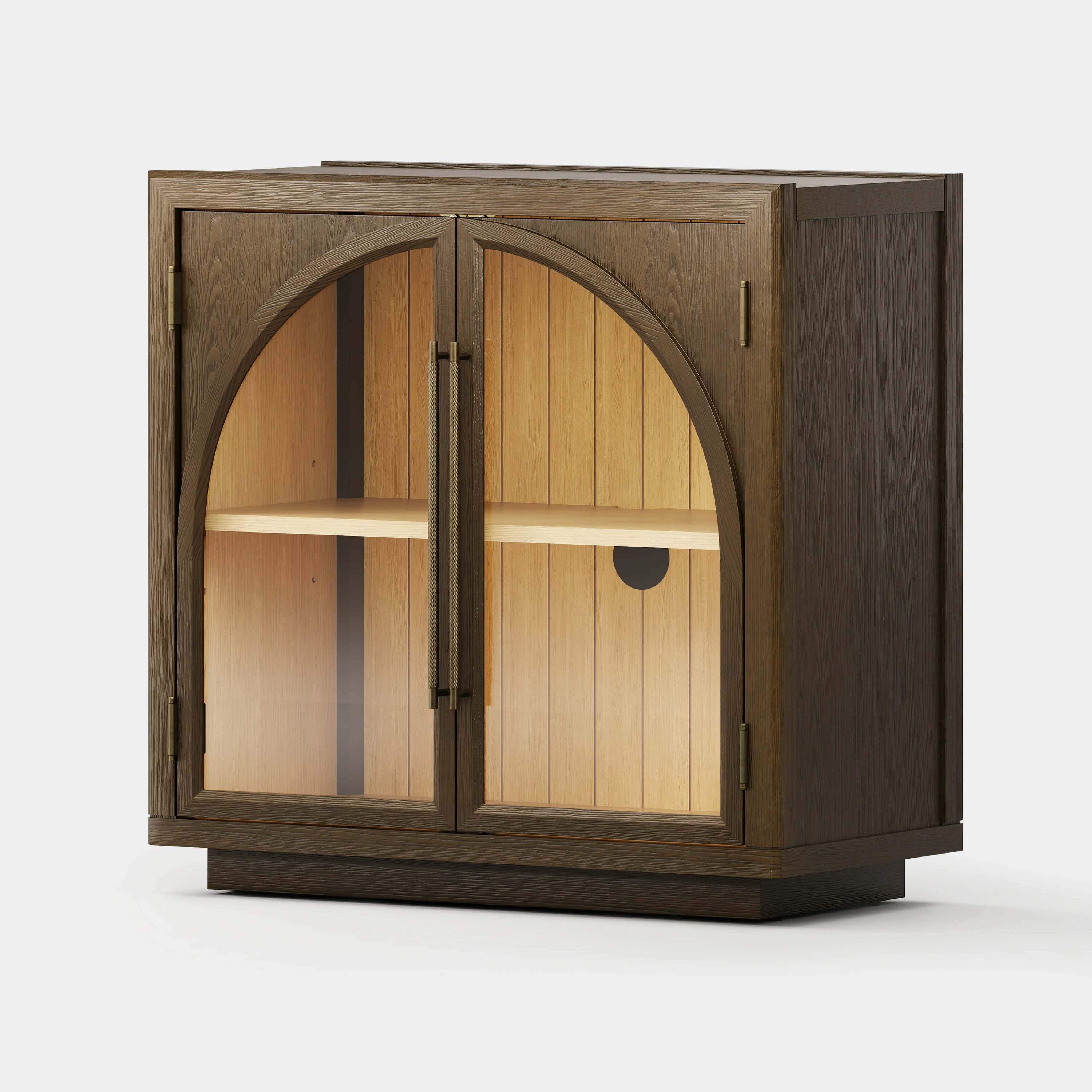 Alvar Arched 63″ Oak Media Console(Set of 2)