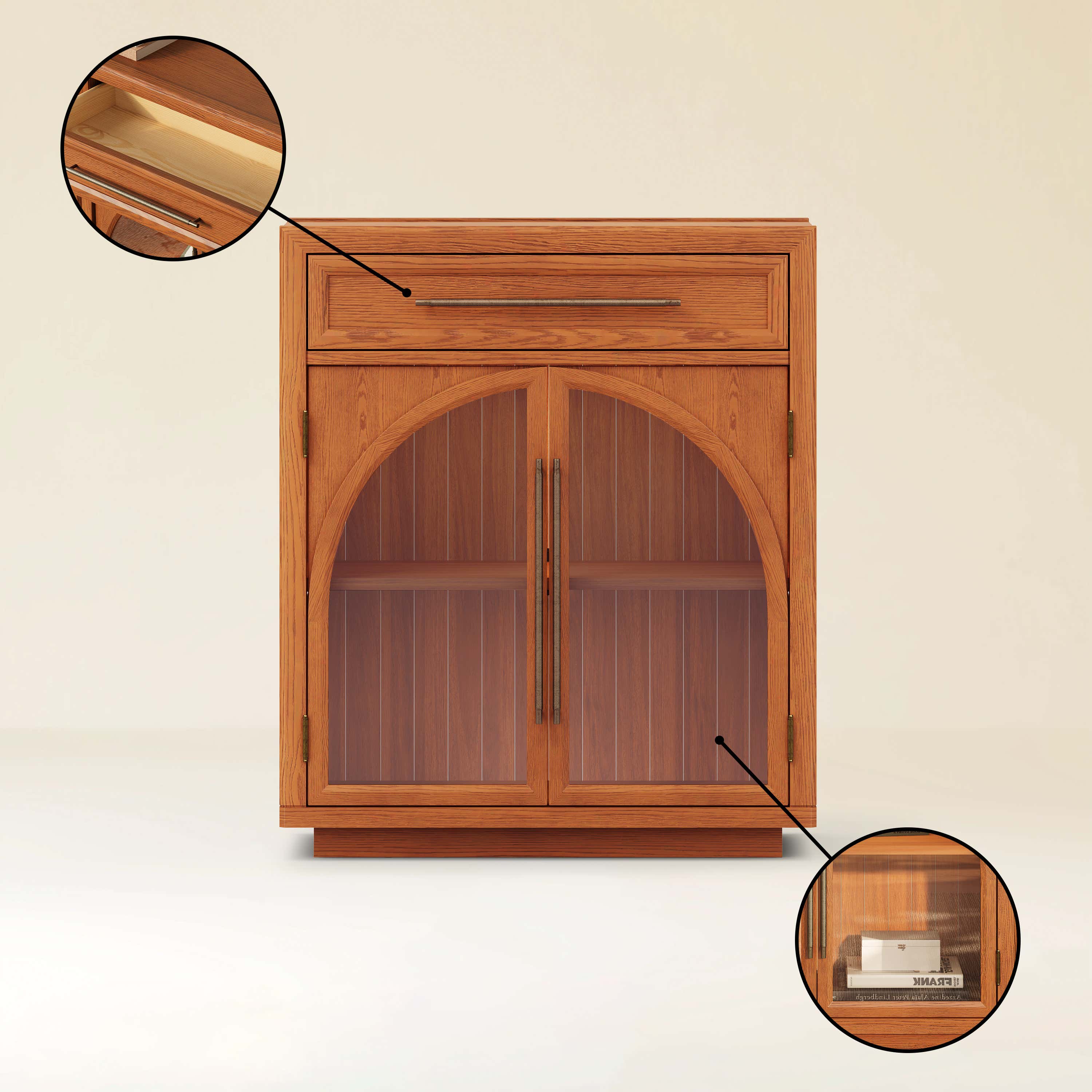 Alvar Arched 32" Oak Storage Cabinet with Drawers
