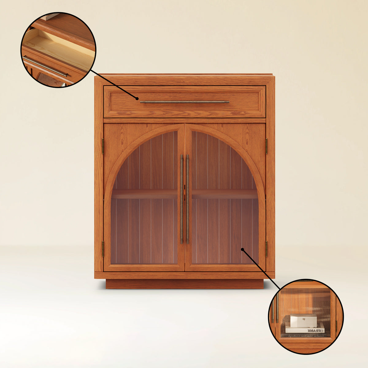 Alvar Arched 61" Oak Sideboard with Drawers(Set of 2)