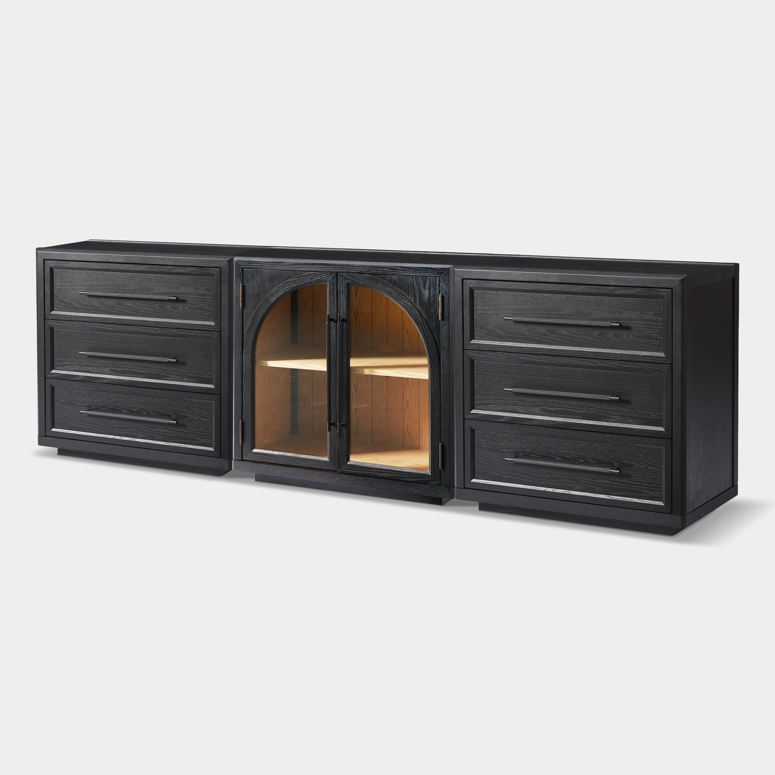 Alvar Arched 94.5″ Oak Modular Media Console(Set of 3)