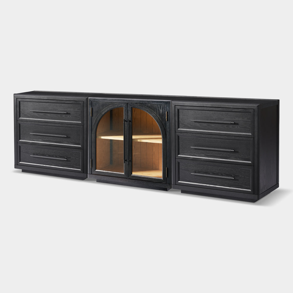 Alvar Arched 91″ Oak Modular Media Console(Set of 3)
