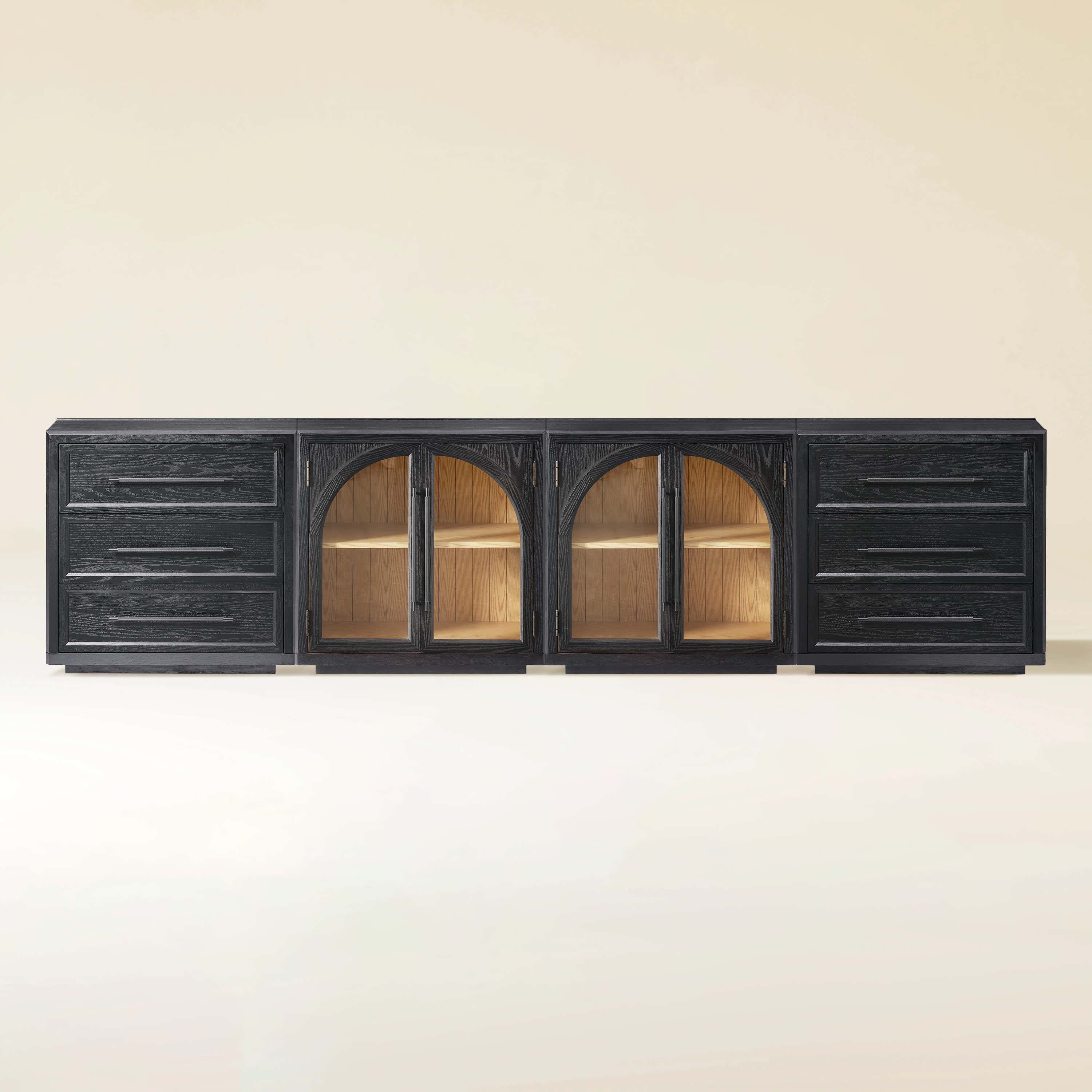 Alvar Arched 126″ Oak Modular Media Console(Set of 4)