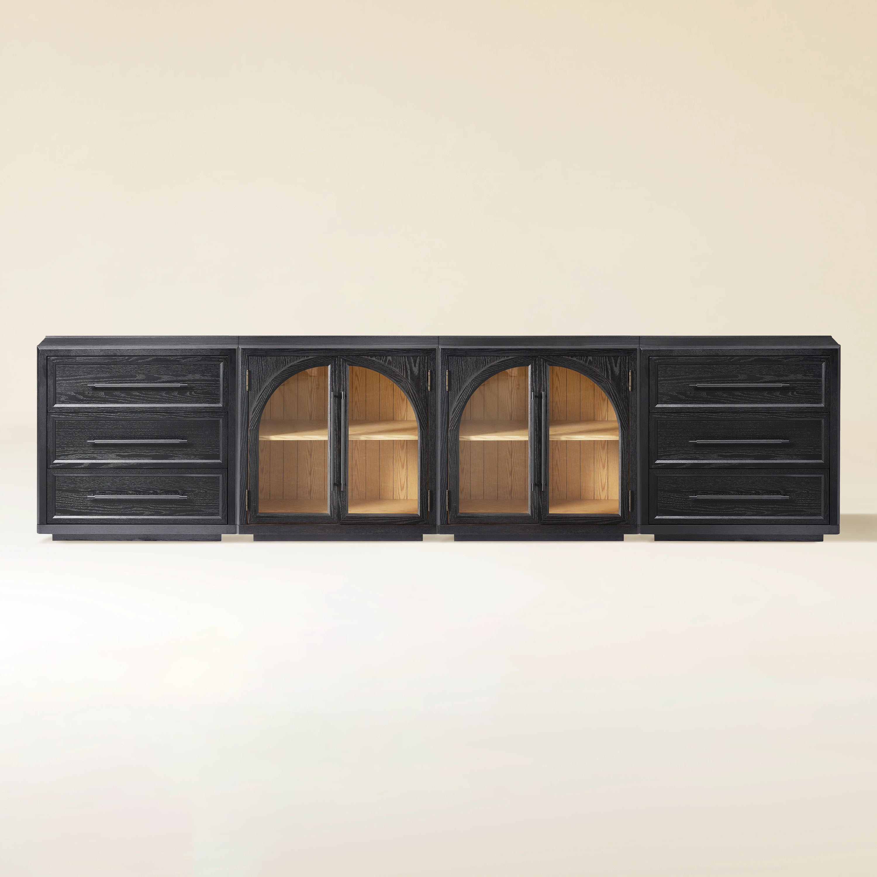 Alvar Arched 126″ Oak Modular Media Console(Set of 4)