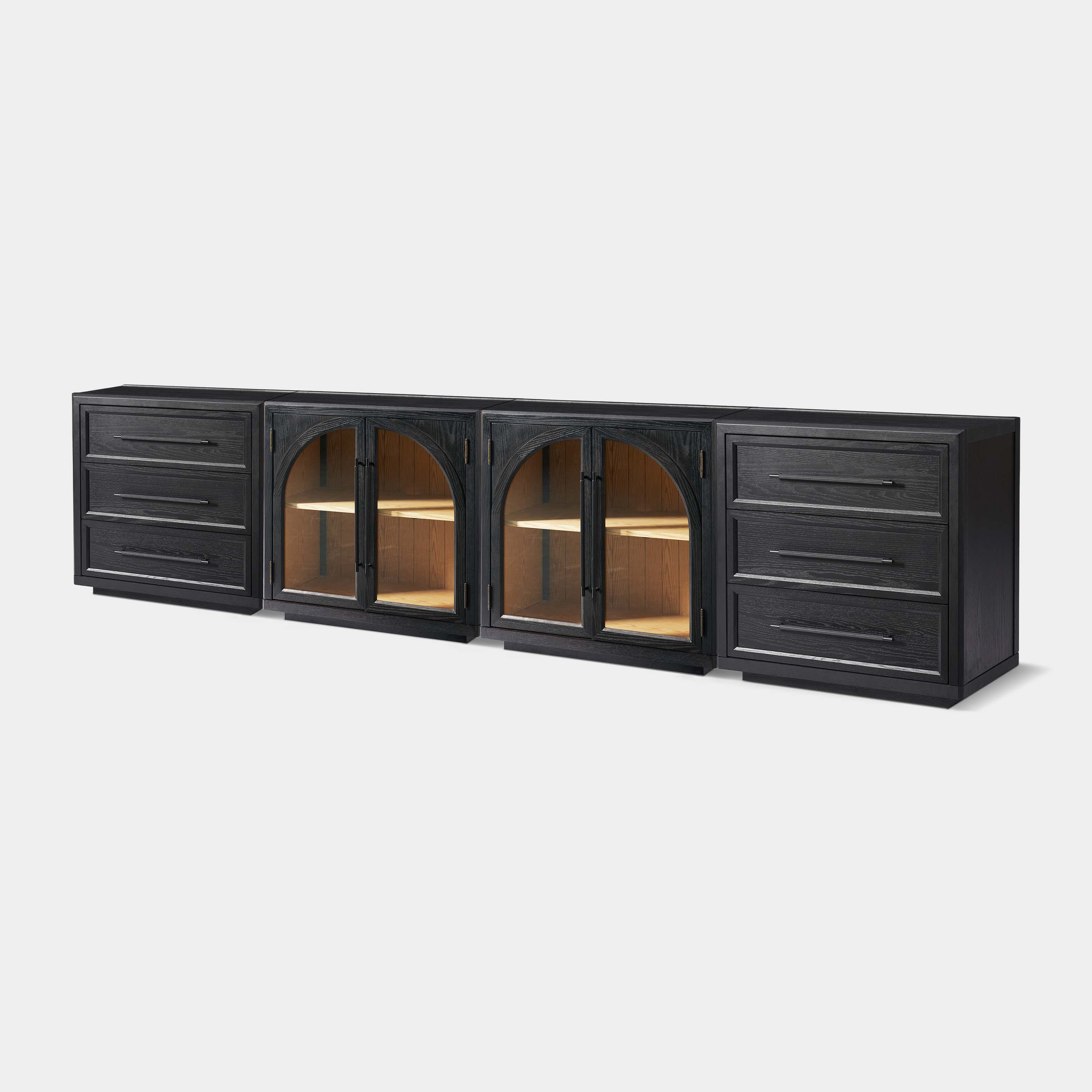 Alvar Arched 126″ Oak Modular Media Console(Set of 4)