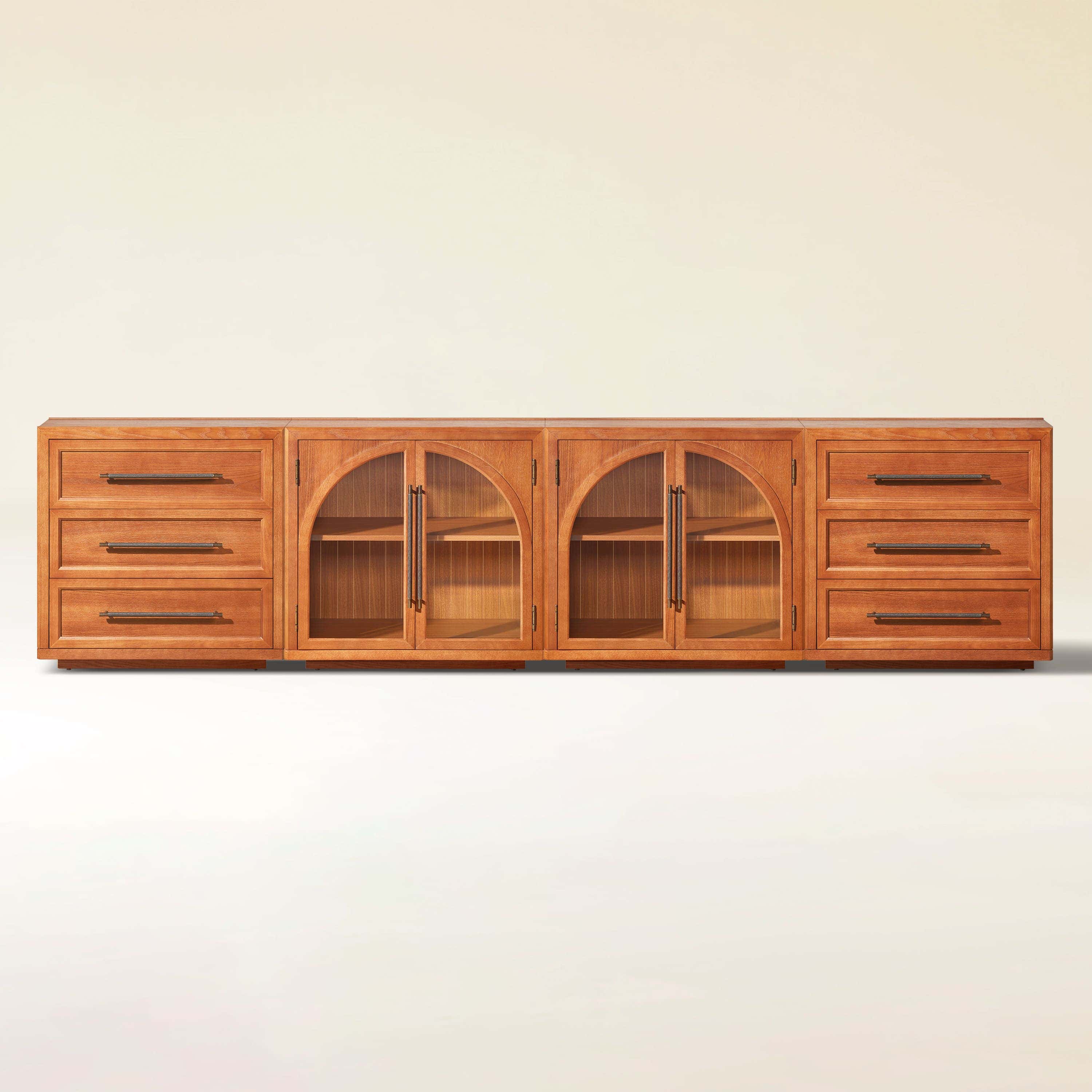 Alvar Arched 126″ Oak Modular Media Console(Set of 4)