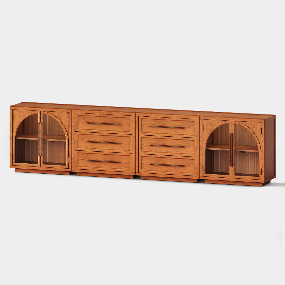 Alvar Arched 121″ Oak Modular Media Console(Set of 4)