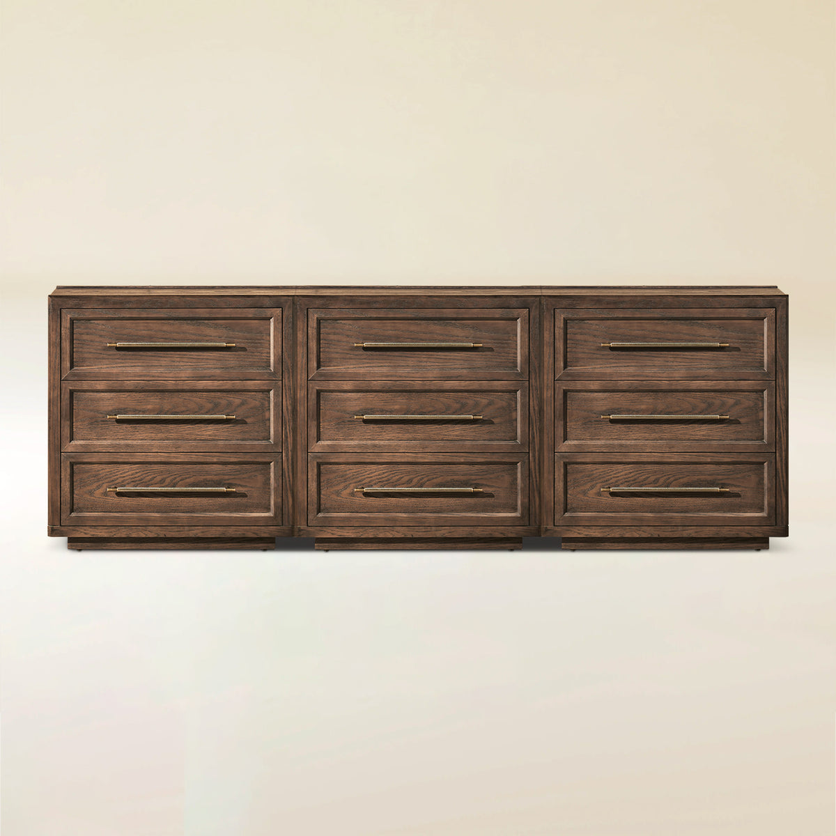 Alvar 91″ Oak 9-Drawer Chest(Set of 3)