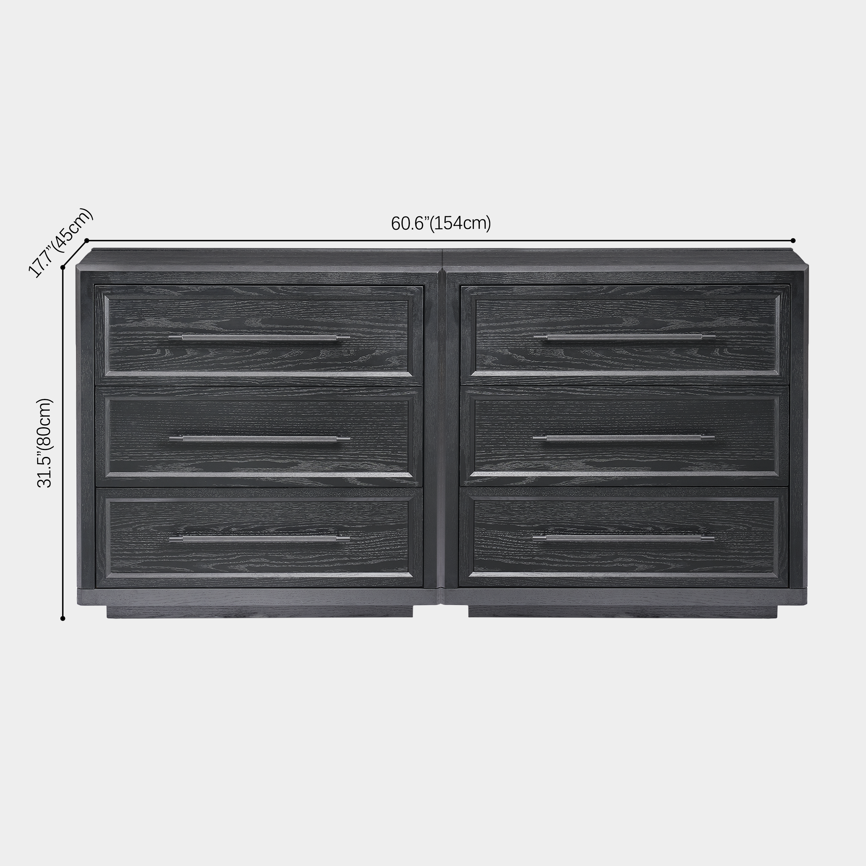 Alvar 61″ Oak 6-Drawer Chest(Set of 2)