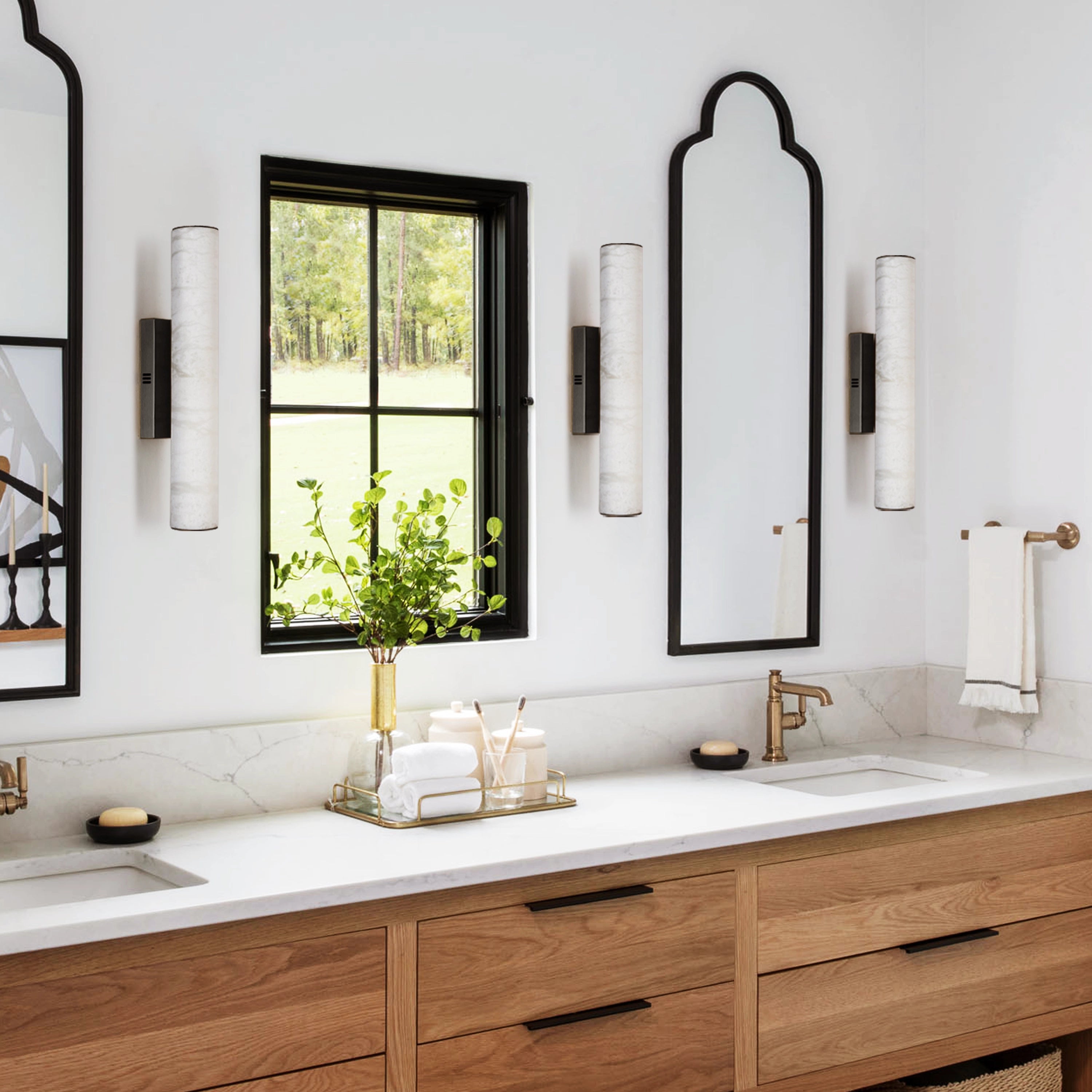 Sylvia Palladian Alabaster Wall Sconce 20"H