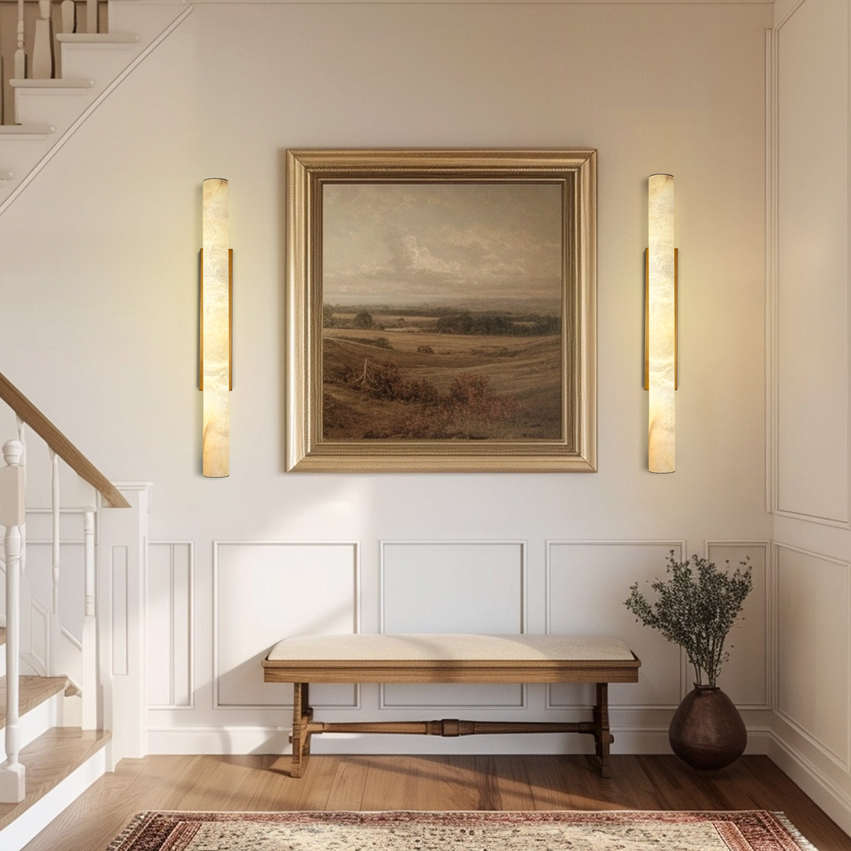 Sylvia Palladian Alabaster Wall Sconce 36"H