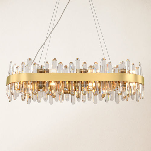 Stellara Crystal Strip Oval Chandelier 36"