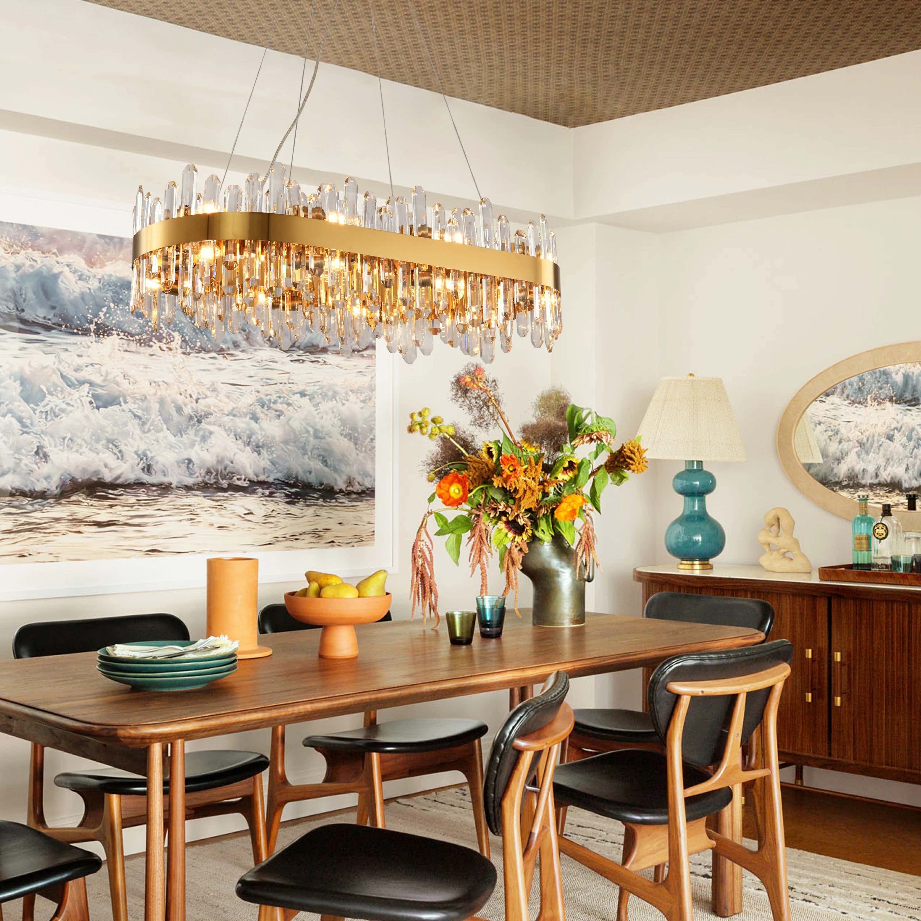 Stellara Crystal Strip Oval Chandelier 36"W