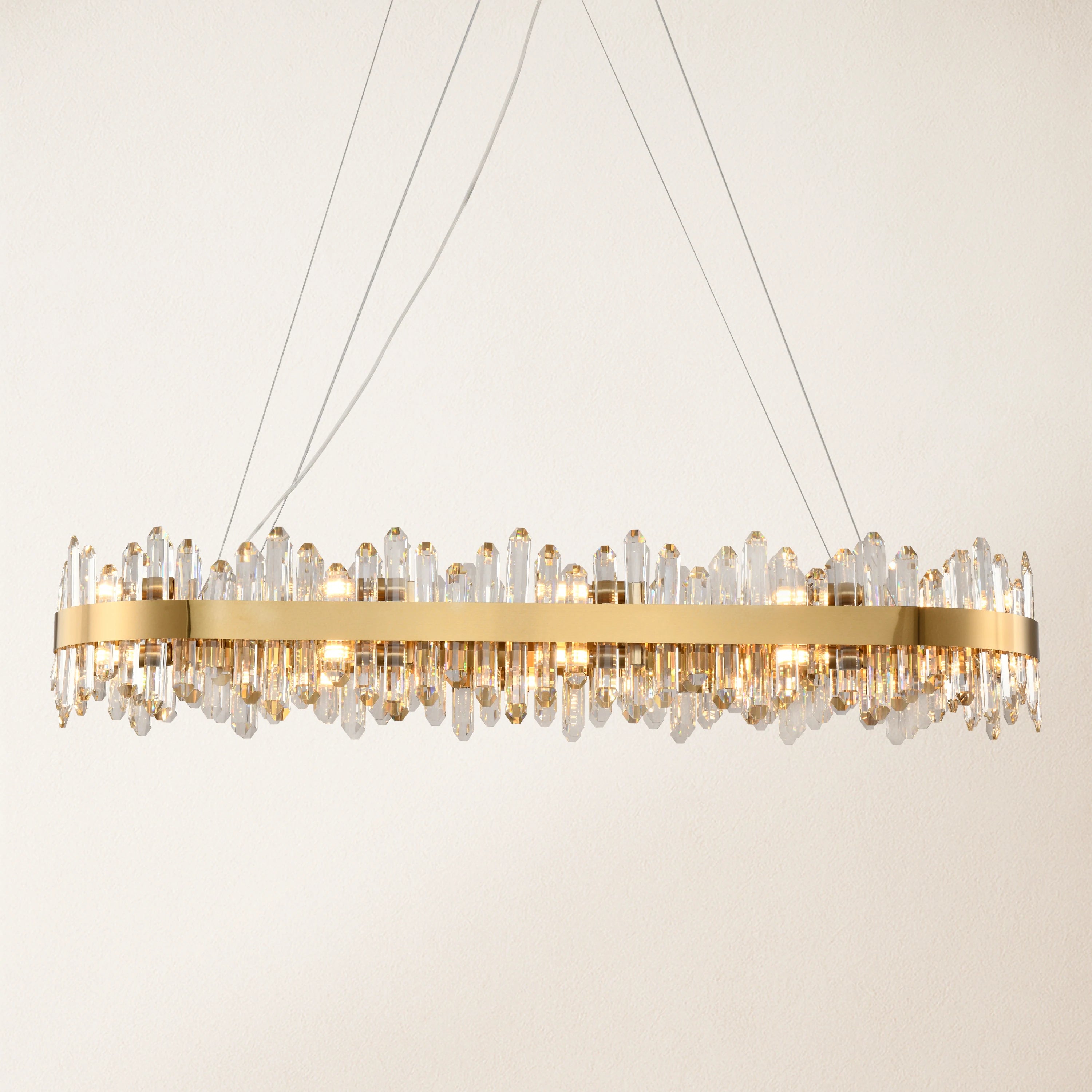 Stellara Crystal Strip Oval Chandelier 52"