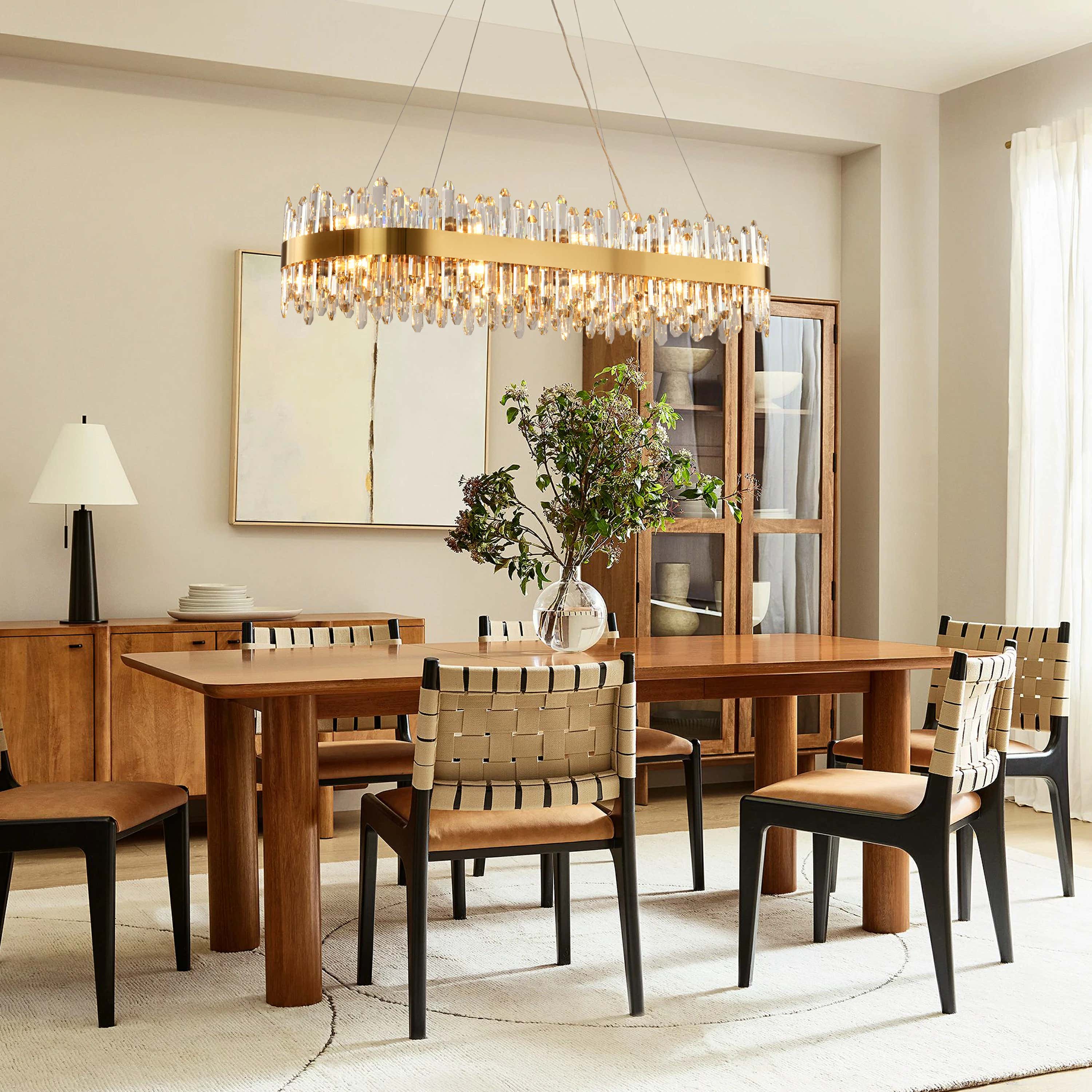 Stellara Crystal Strip Oval Chandelier 52"W