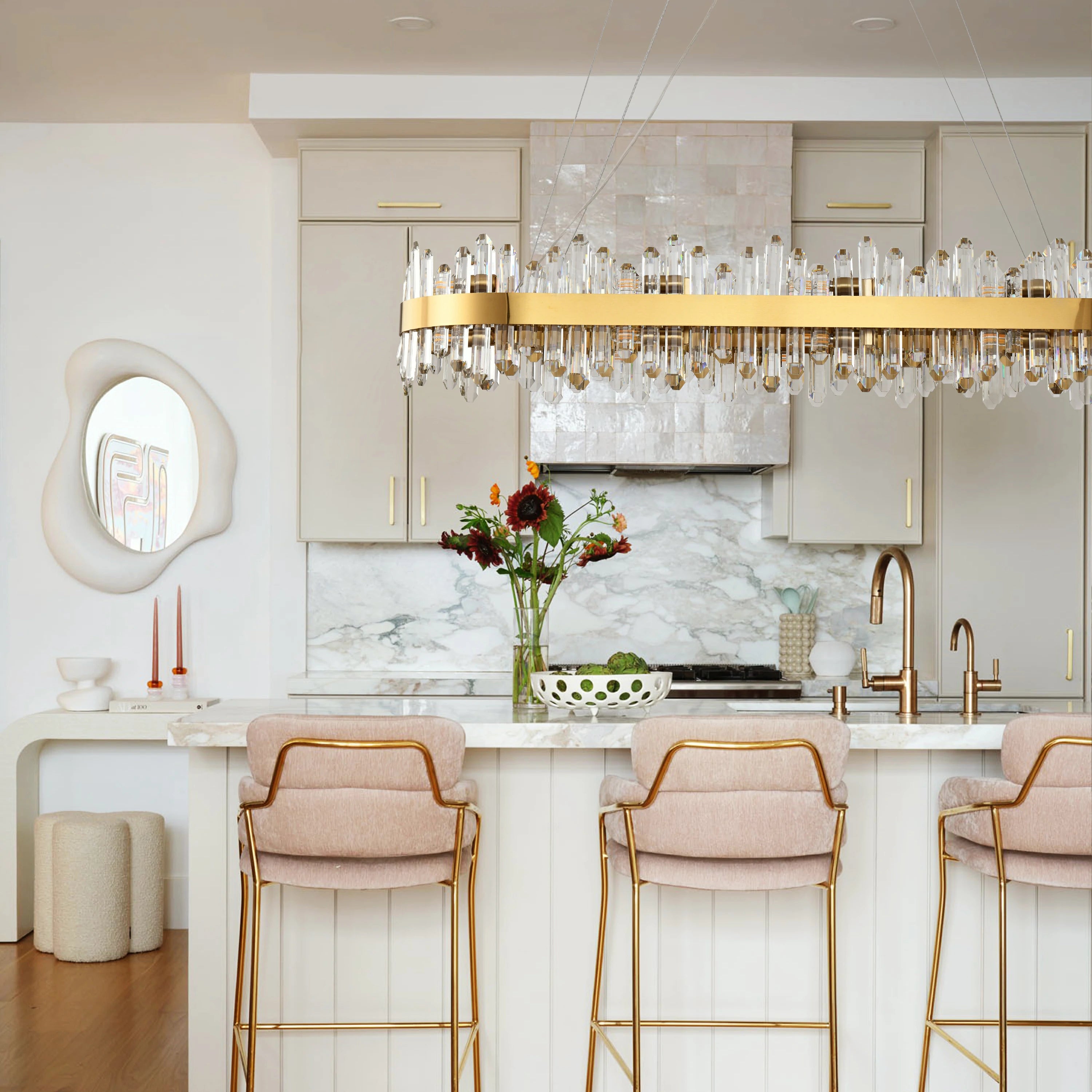 Stellara Crystal Strip Oval Chandelier 52"