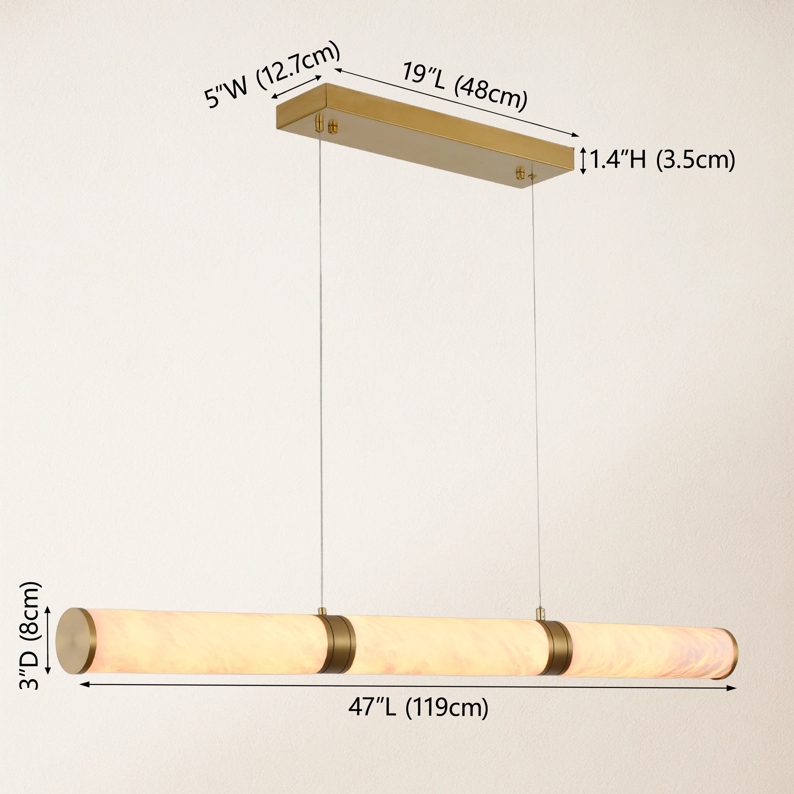 Sylvia Alabaster Linear Chandelier 47"