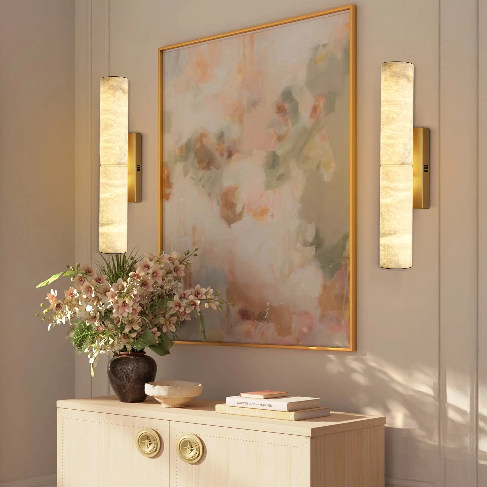 Sylvia Palladian Alabaster Wall Sconce 20"H