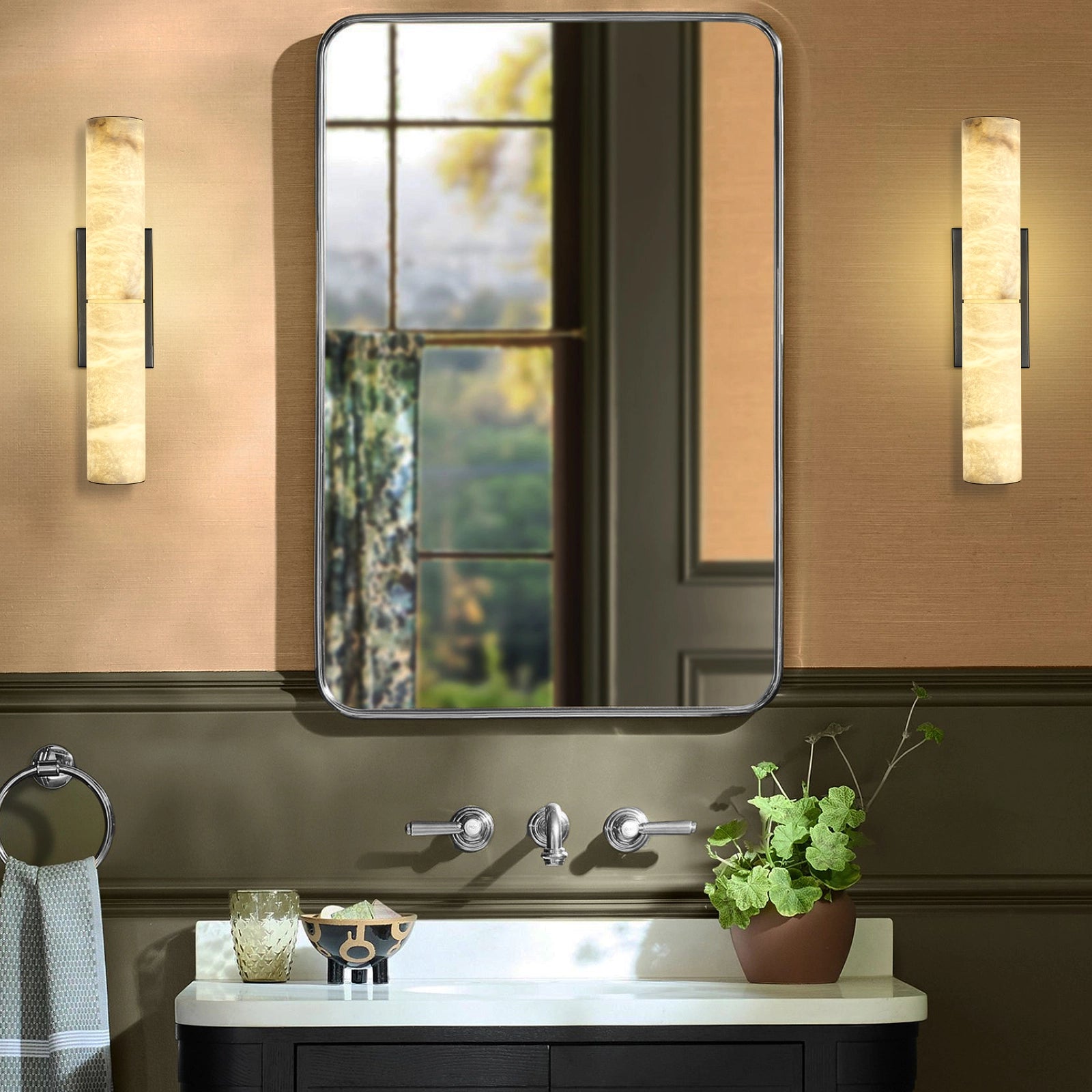Sylvia Palladian Alabaster Wall Sconce 20"H