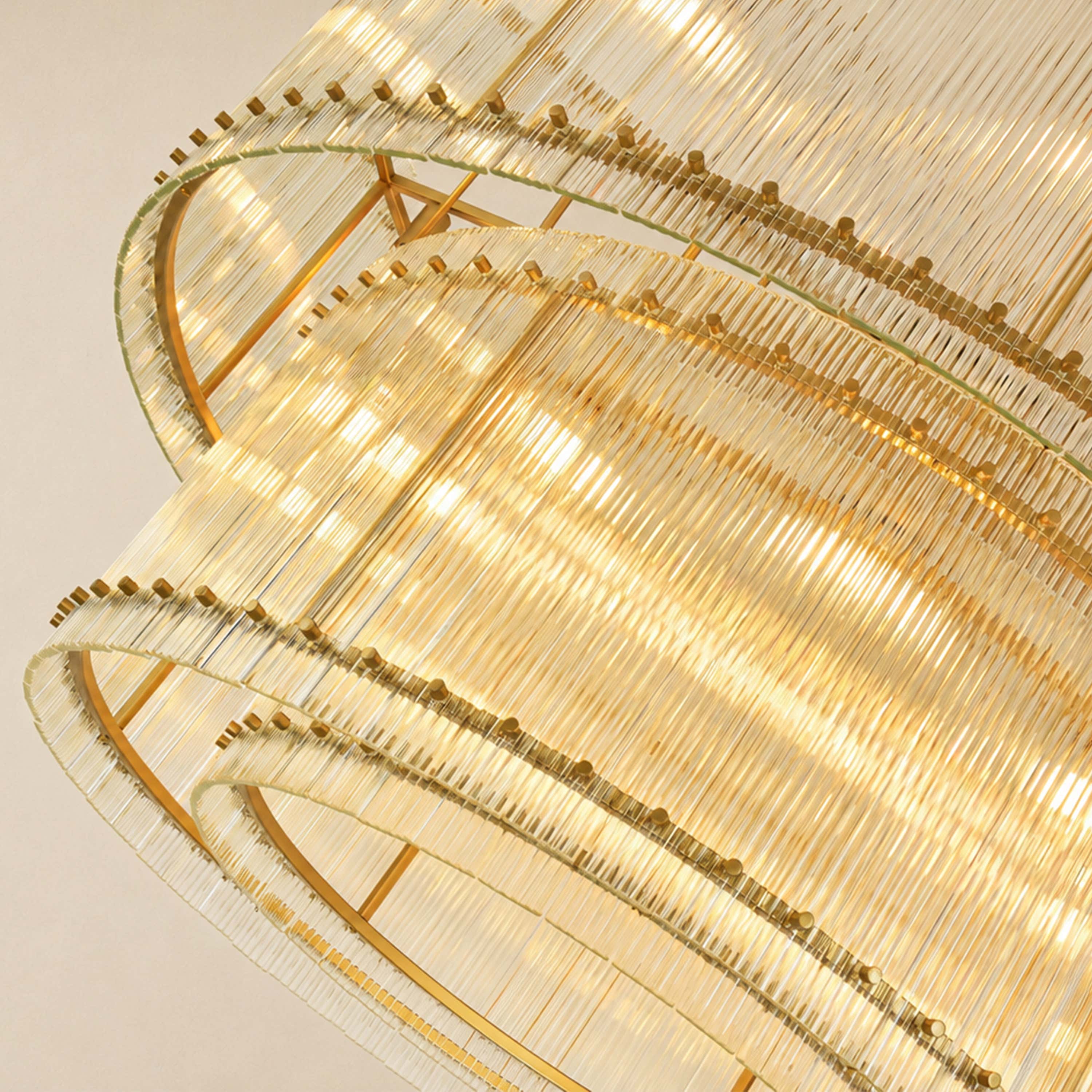 Solvayne Ribbed Glass Tiered Chandelier 48"