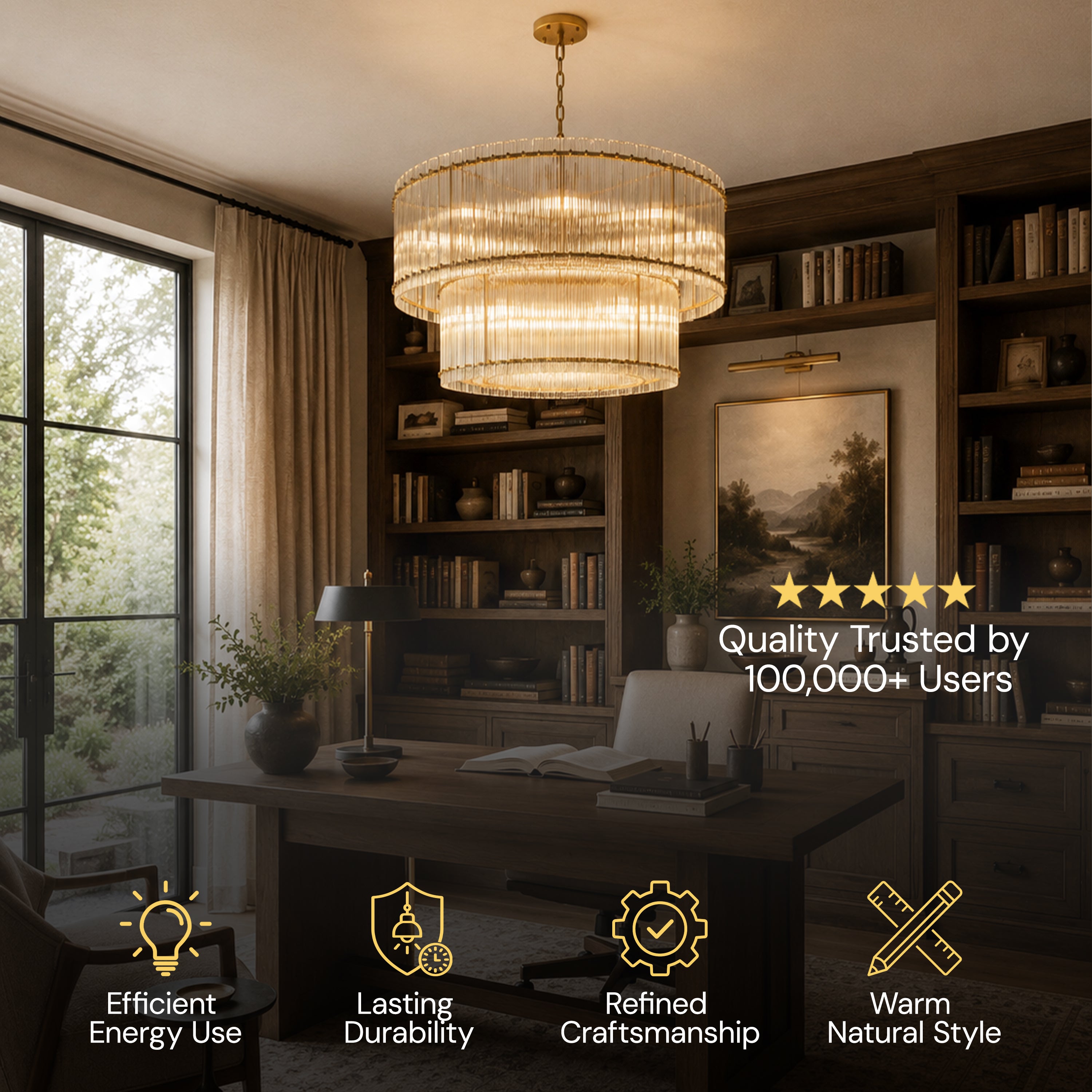 Solvayne Ribbed Glass Tiered Chandelier 48"D