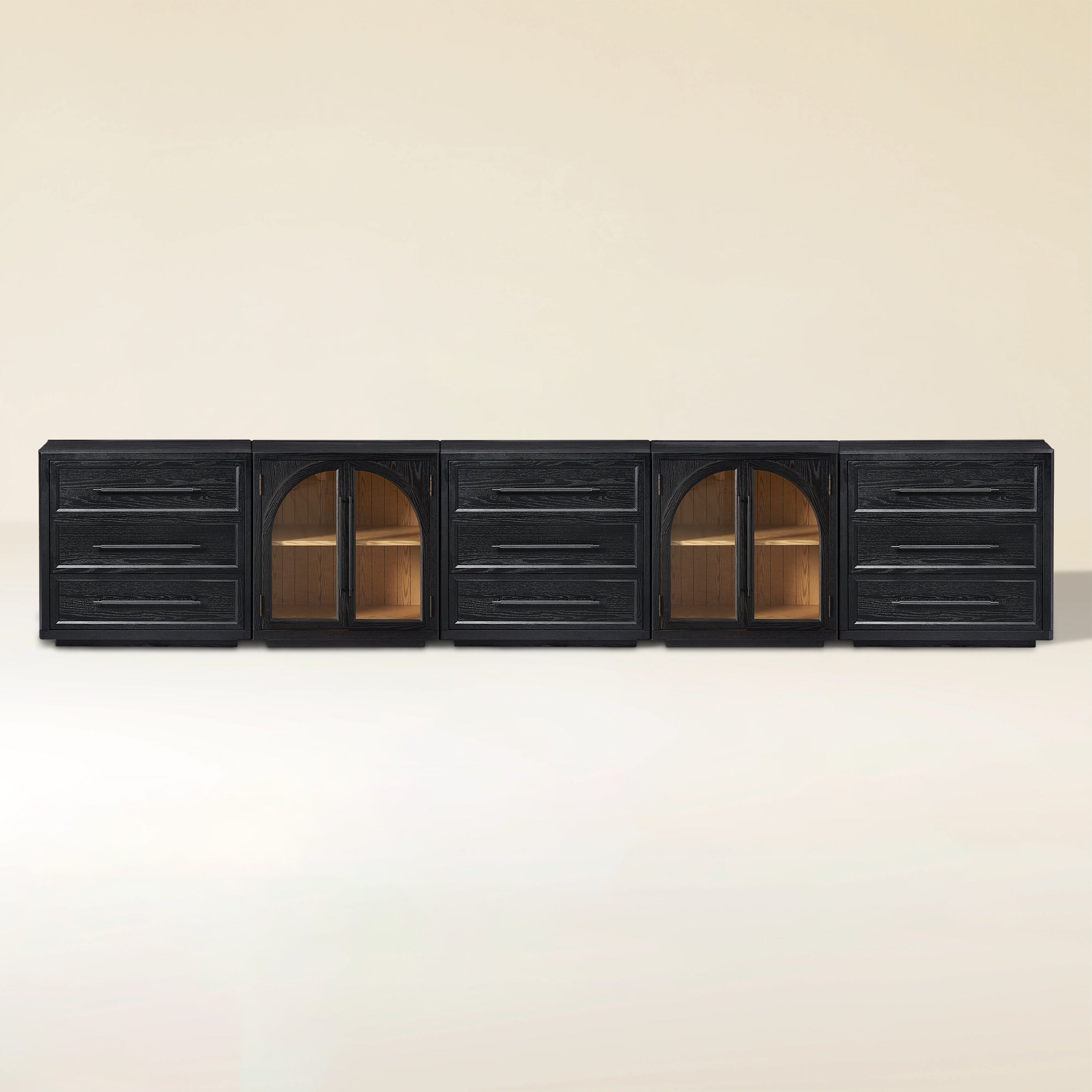 Alvar Arched 157.5″ Oak Modular Media Console(Set of 5)