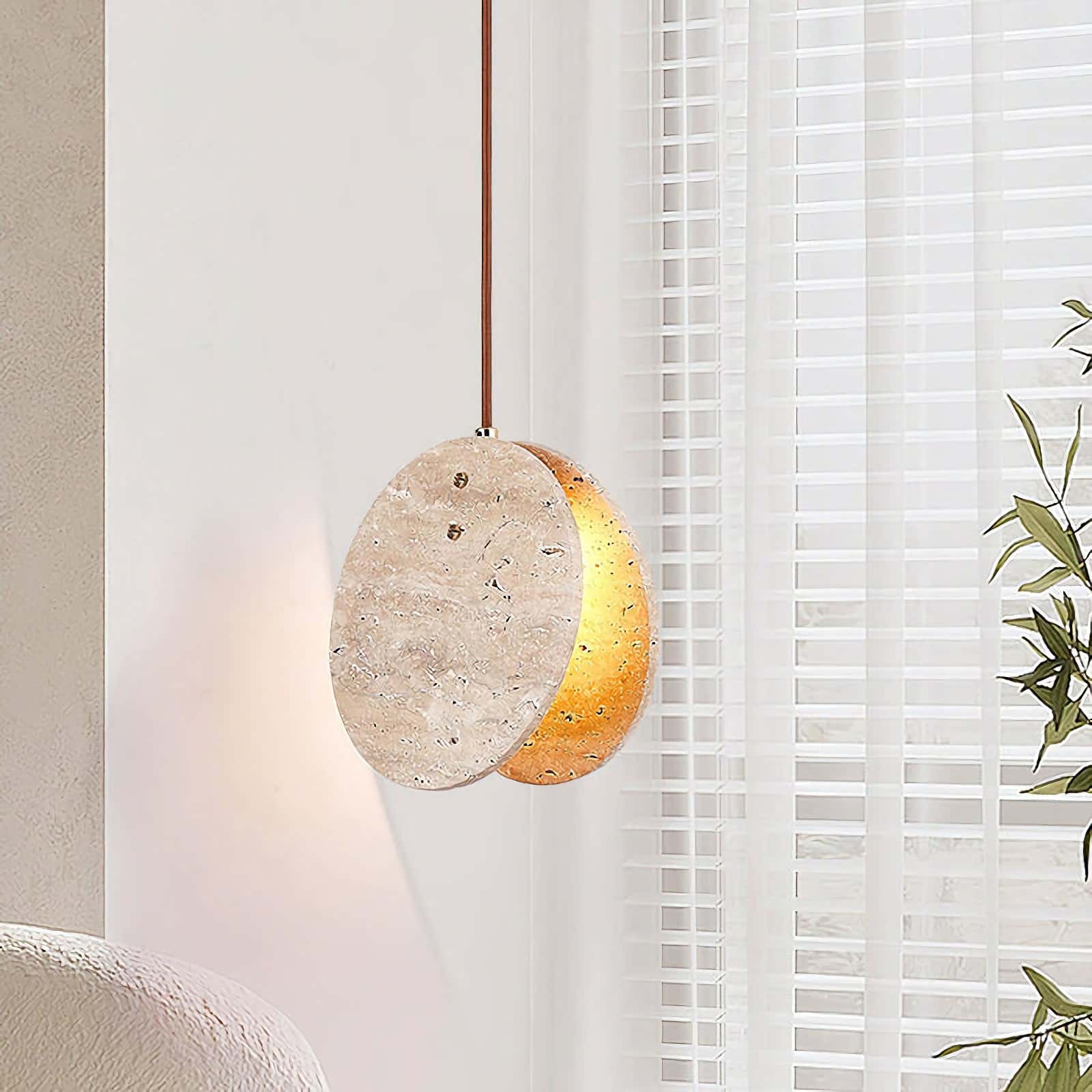 Xaloria Travertine Disc Pendant Light