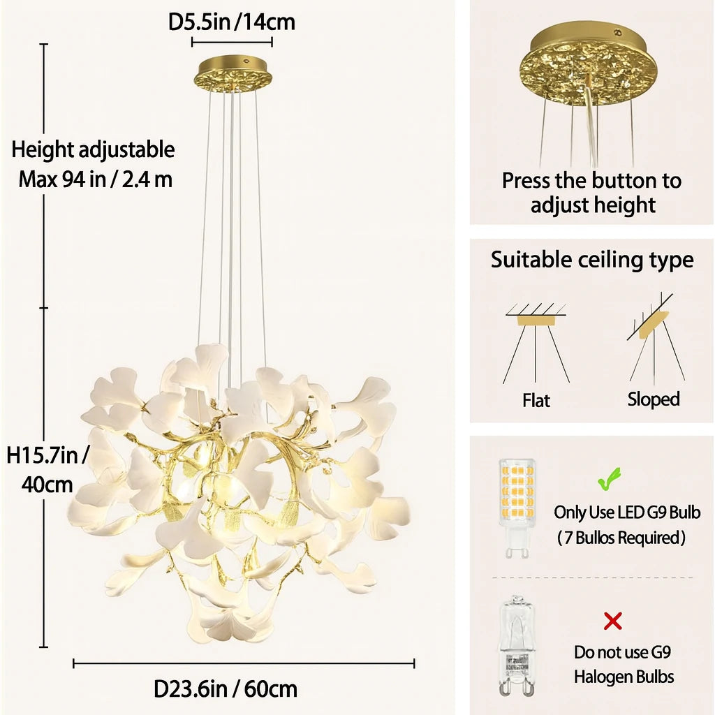 Twilight Branches Ceramic Glow Round Chandelier 23.6"D