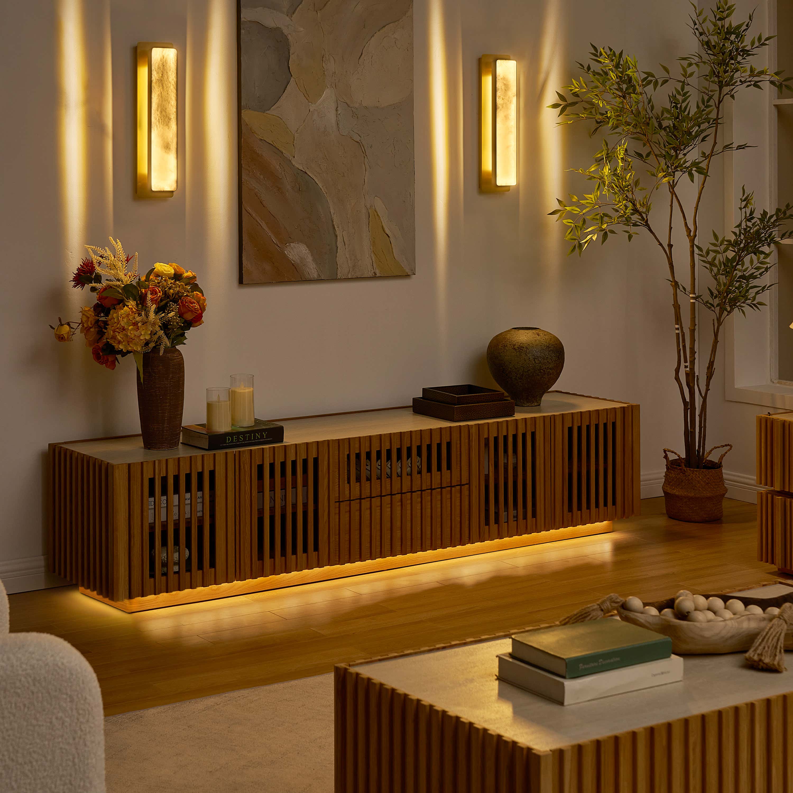 Isla Oak Sintered Stone Rectangle Coffee Table 47"