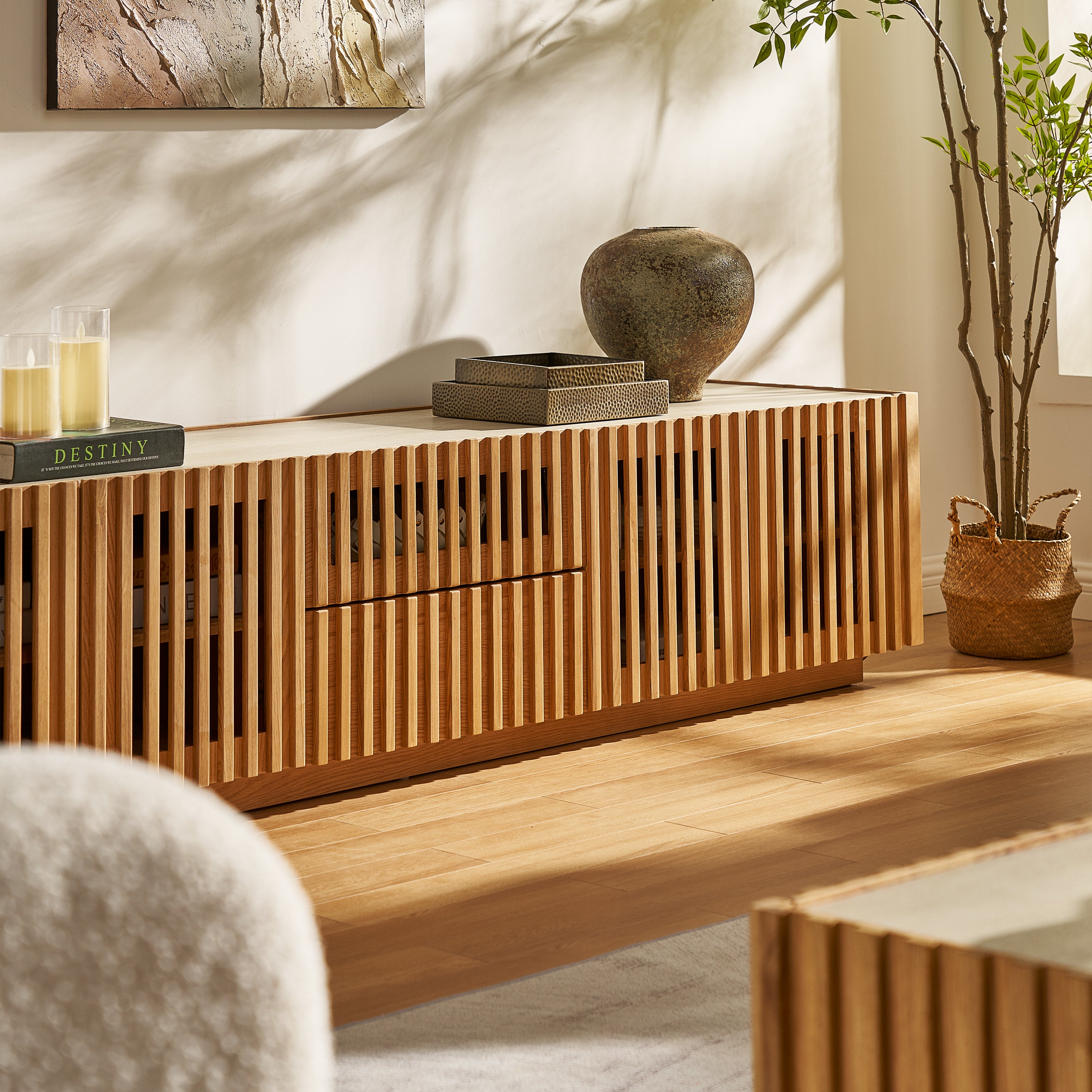 Isla Oak Sintered Stone Rectangle Coffee Table 47"