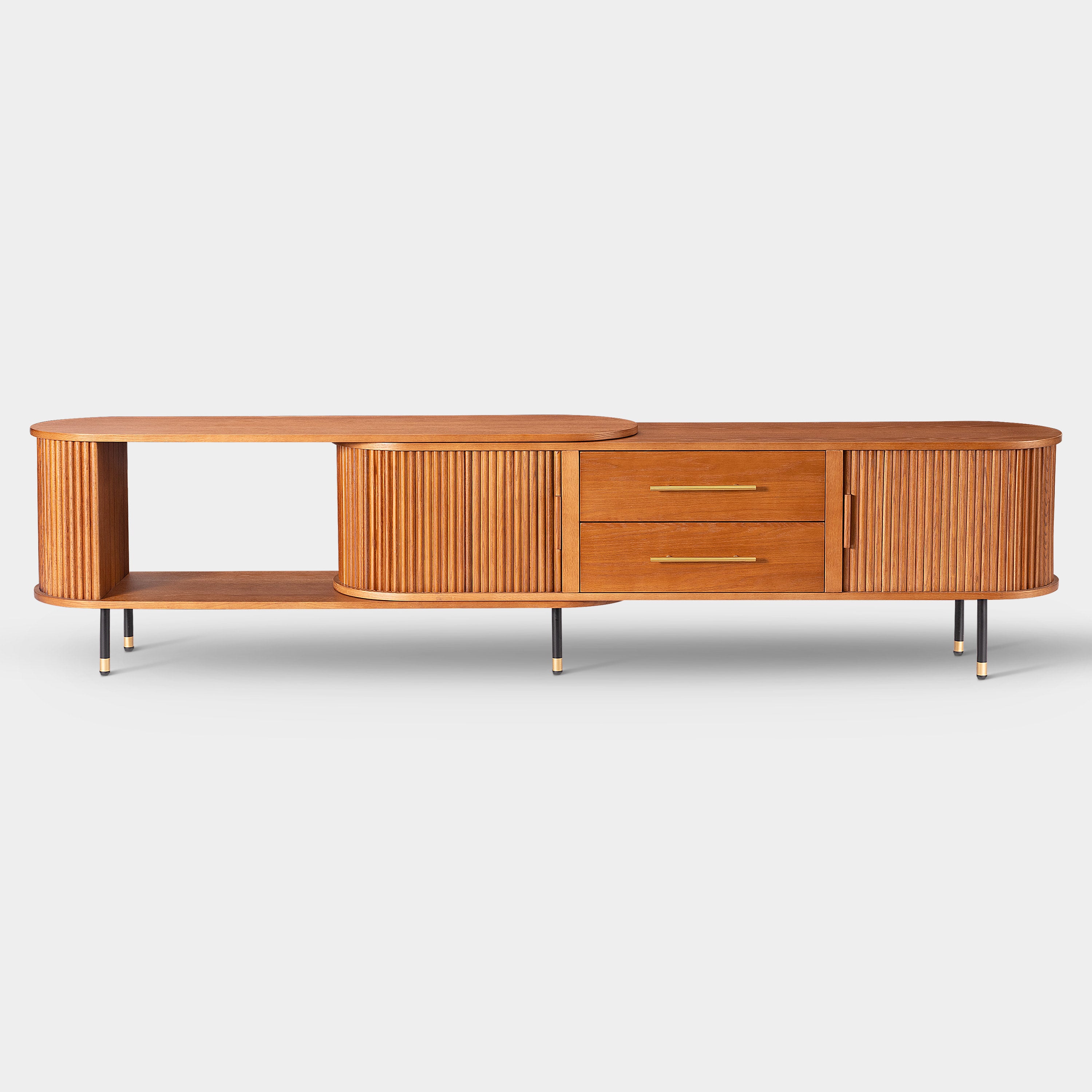 Ewan Oak Extendable Media Console 78.74" to 110.24"