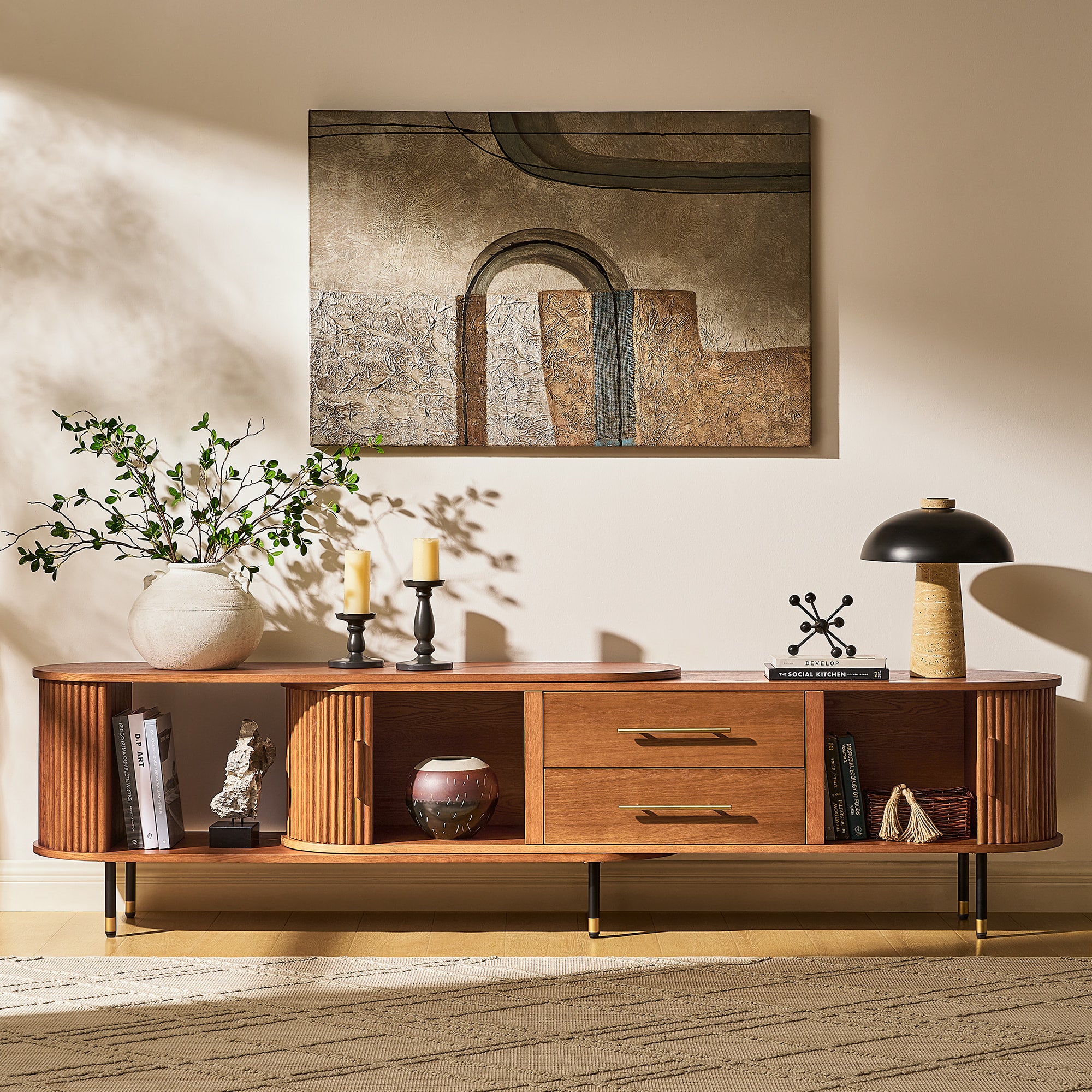 Ewan Oak Extendable Media Console 79" to 110"
