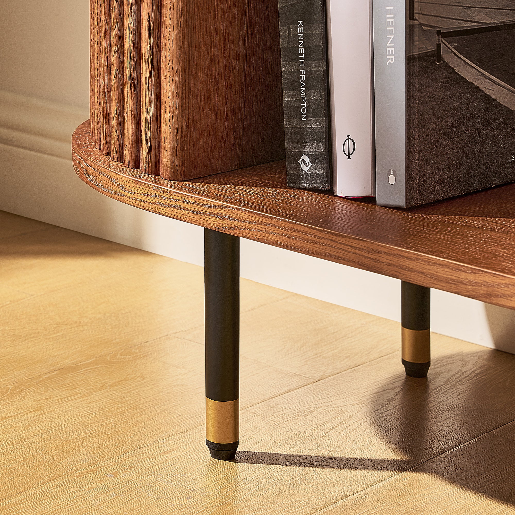 Ewan Oak Extendable Media Console 78.74" to 110.24"