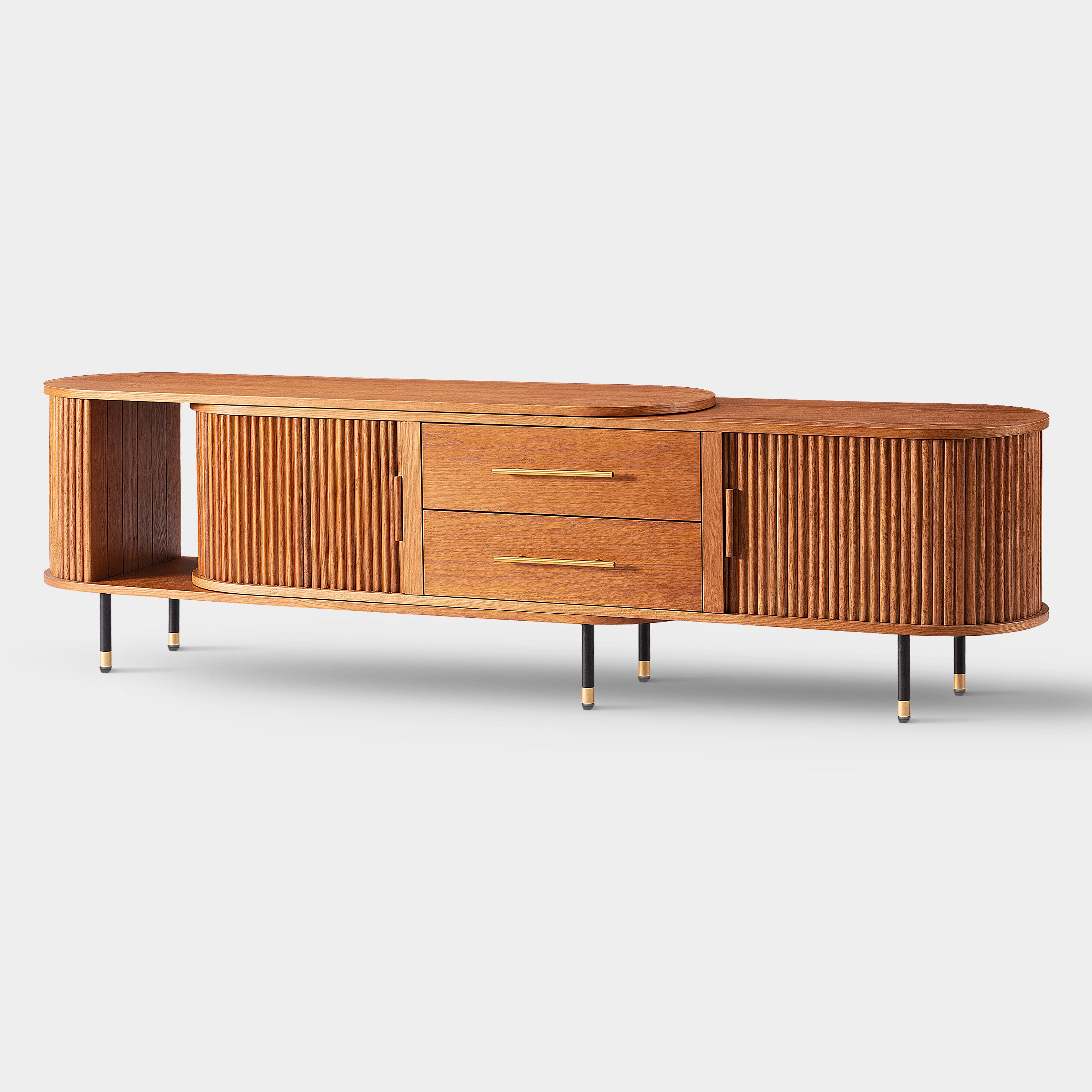 Ewan Oak Extendable Media Console 78.74" to 110.24"