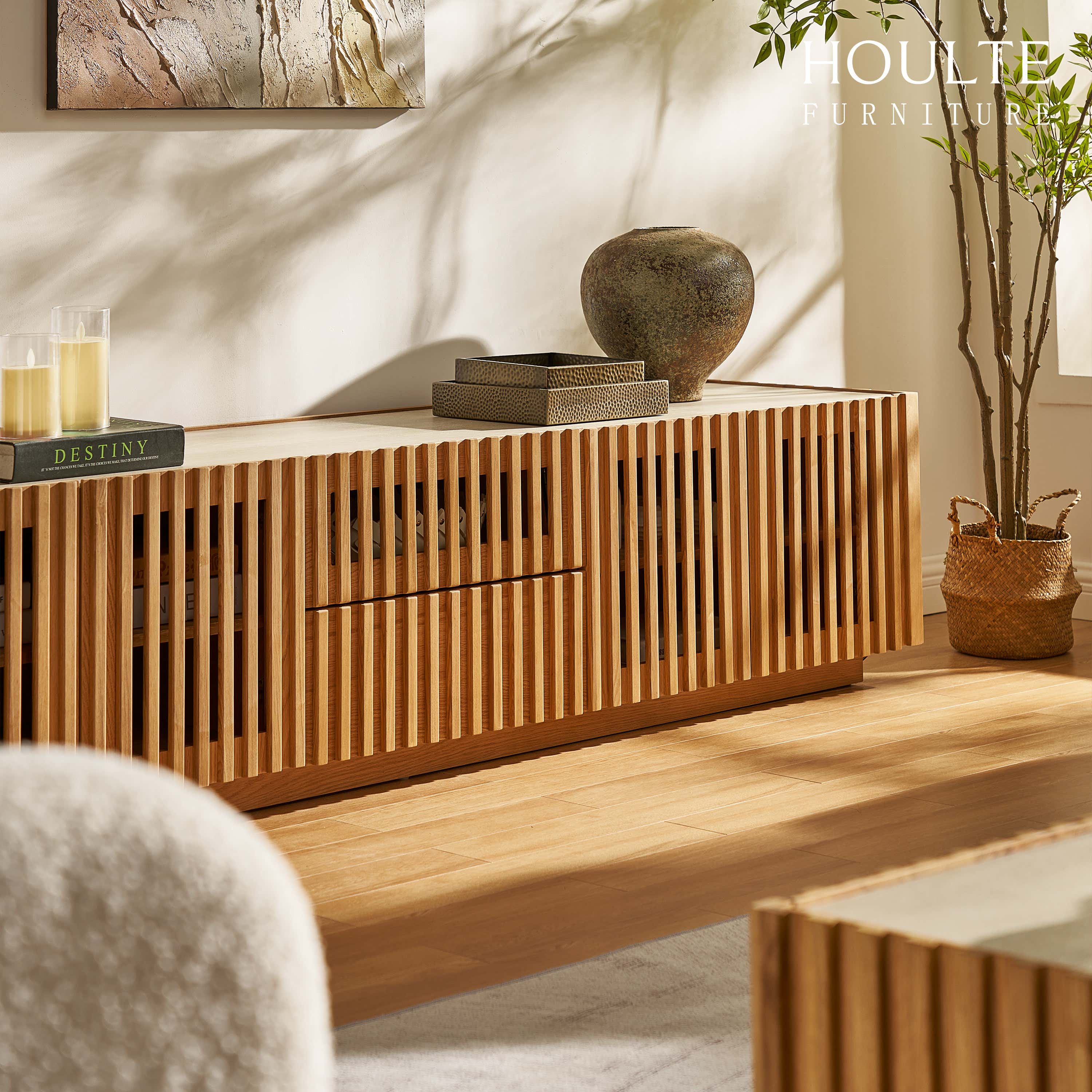 Isla Oak Sintered Stone Media Console 80"