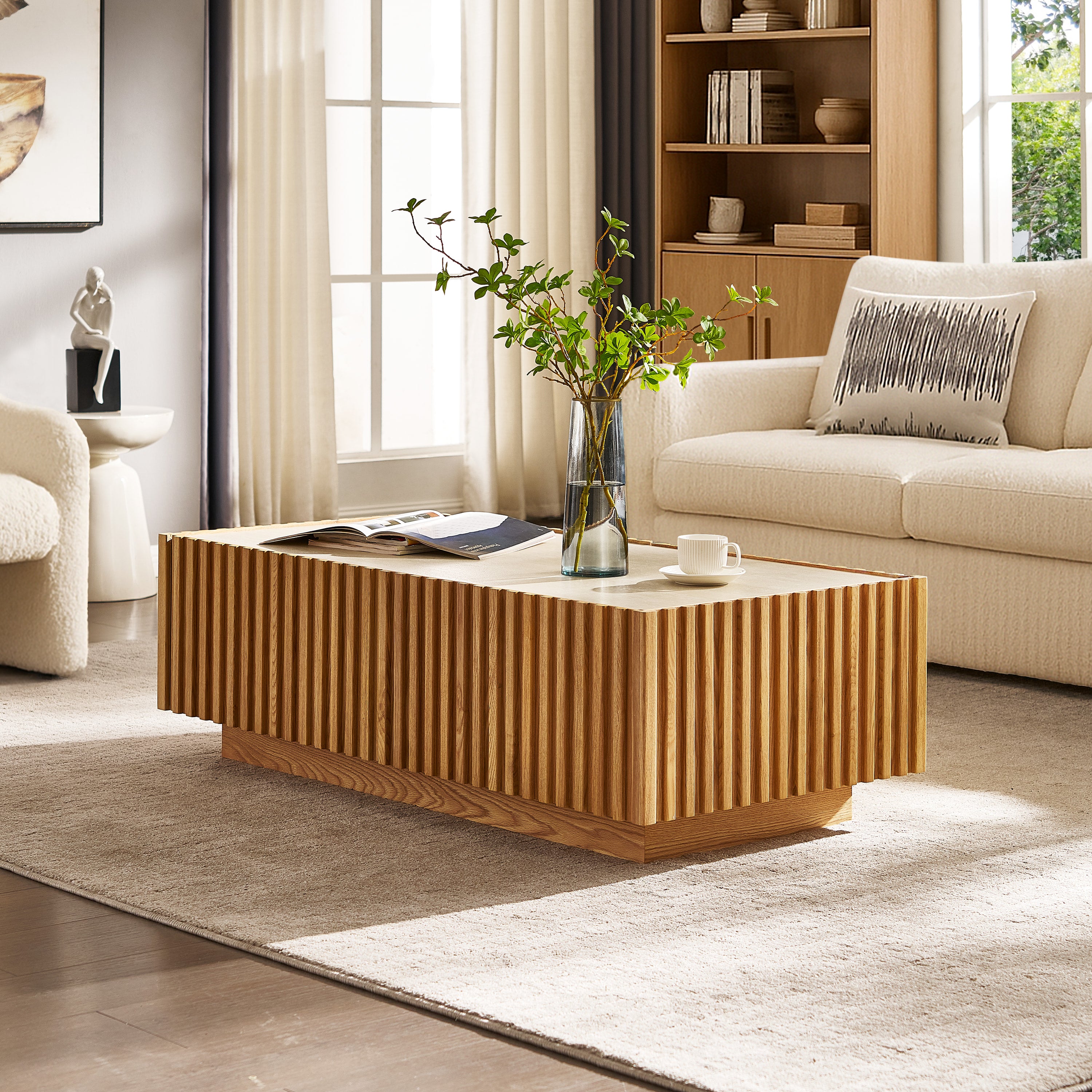 Isla Oak Media Console And Coffee Table Set